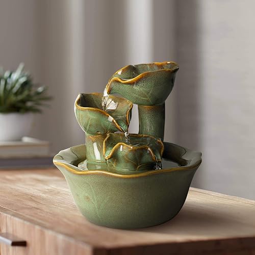 Organic Water Lily Ceramic 8" High Tabletop Outdoor Indoor Small