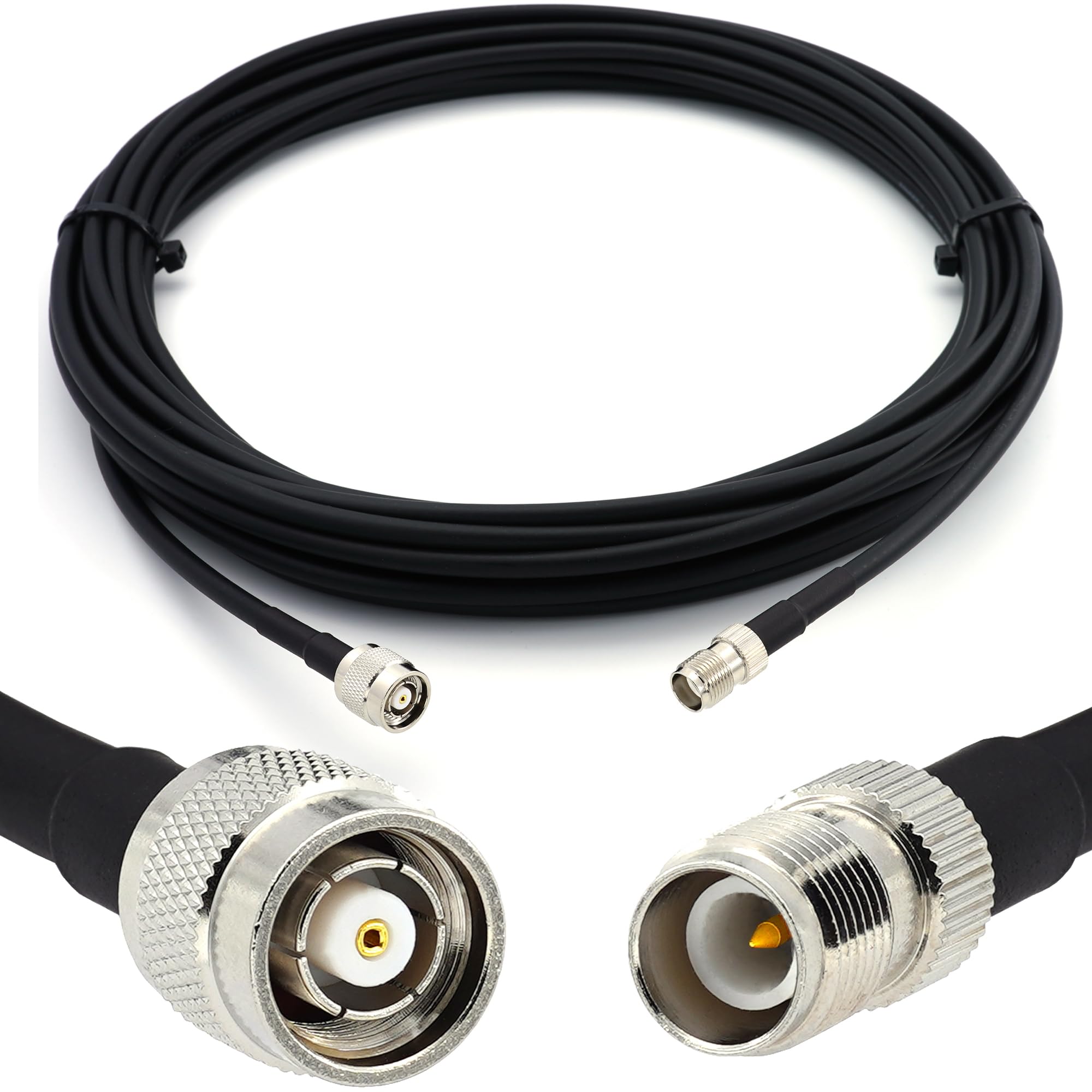 RP-TNC Macho a RP-TNC Hembra 20m cable coaxial — N Male cabl para GSM LTE router 4G 5G 6G antena WIFI exterior amplificador WIFI GPS — extensión de bajas pérdidas HF-240 (LMR 240 equivalente)
