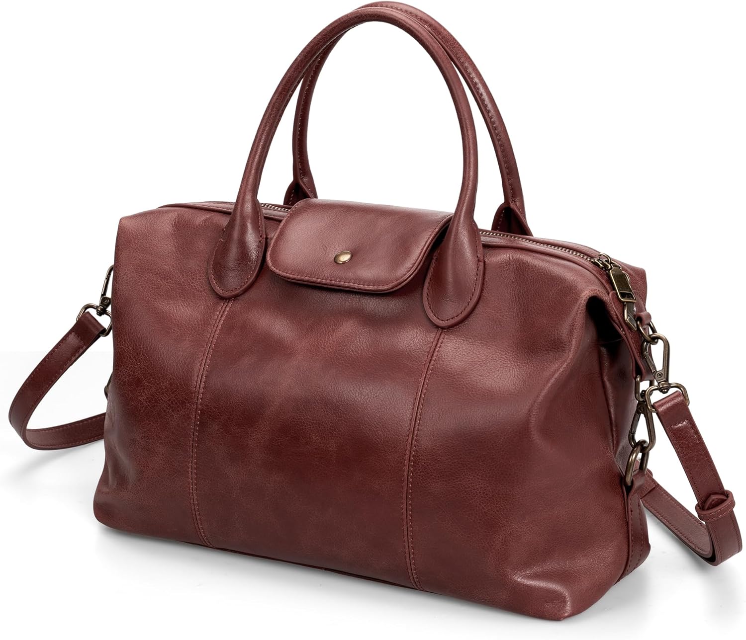 befen Vintage Genuine Leather Satchel Tote Bag for Women, Top Handle Handbags Leather Purse, Large Shoulder Crossbody Bags