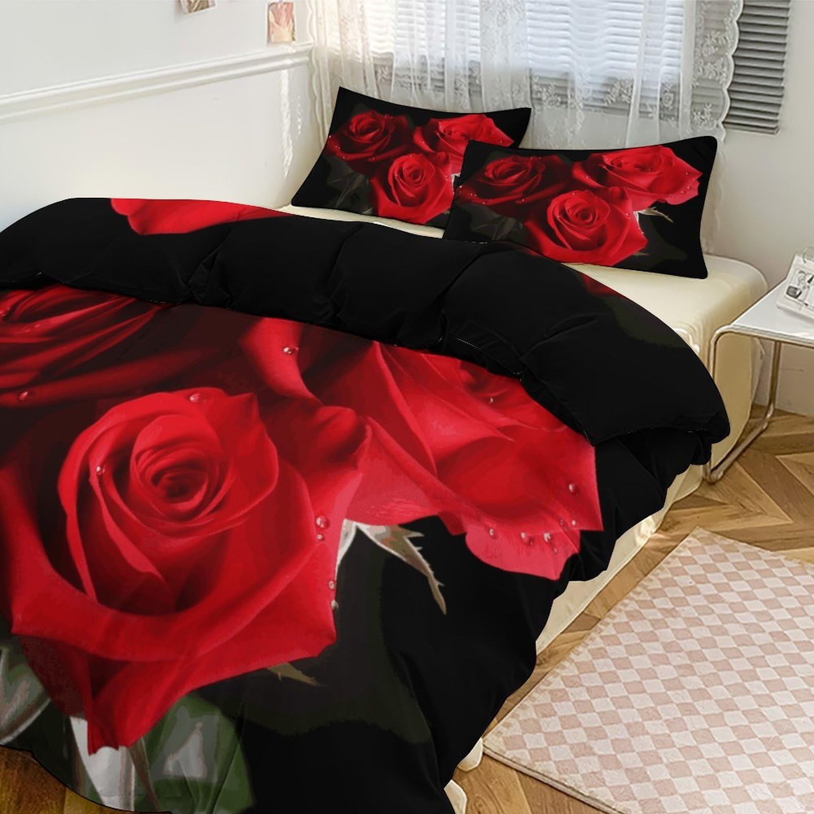 Housse de couette 3 pièces avec fermeture éclair pour literie grand lit
