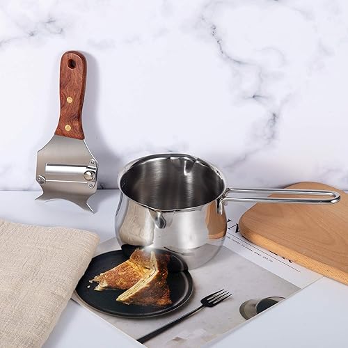 Miniatura 7 de IMEEA Afeitadora de trufas de acero inoxidable para queso y chocolate, con hoja lisa ajustable y mango de madera