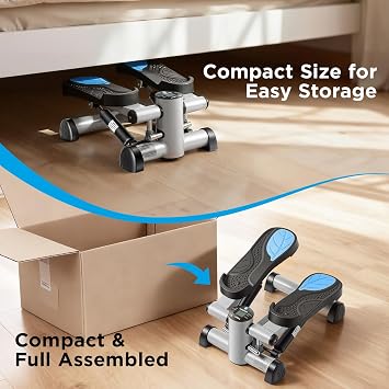 Efitment Mini Stepper Steppers for Exercise at Home Stair Step Cardio Thigh Master Workout Equipment Fitness Pedal Exerciser Non-Slip Pedals with Resistance Bands LCD Digital Monitor Climber