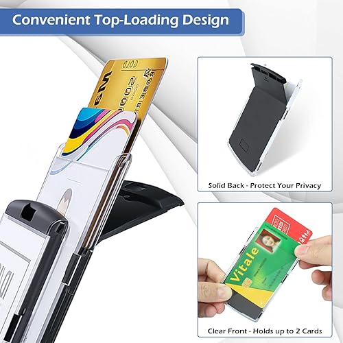 Miniatura 4 de Soporte para insignia con cordón ajustable, soporte para tarjeta de identificación, de plástico duro, resistente, soporte para tarjetas de