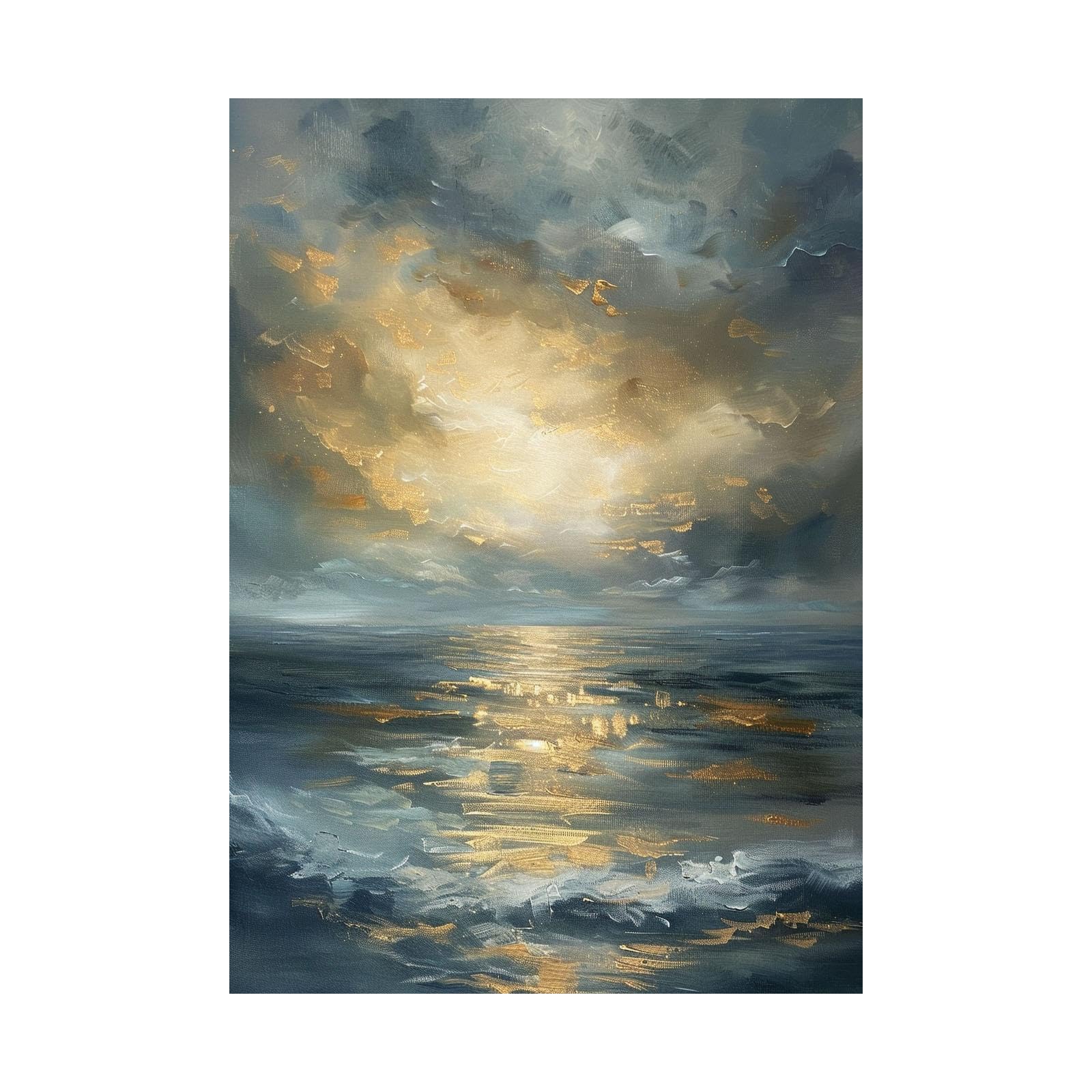Tableau abstrait paysage marin toile 80x120cm WODJEM pour salon