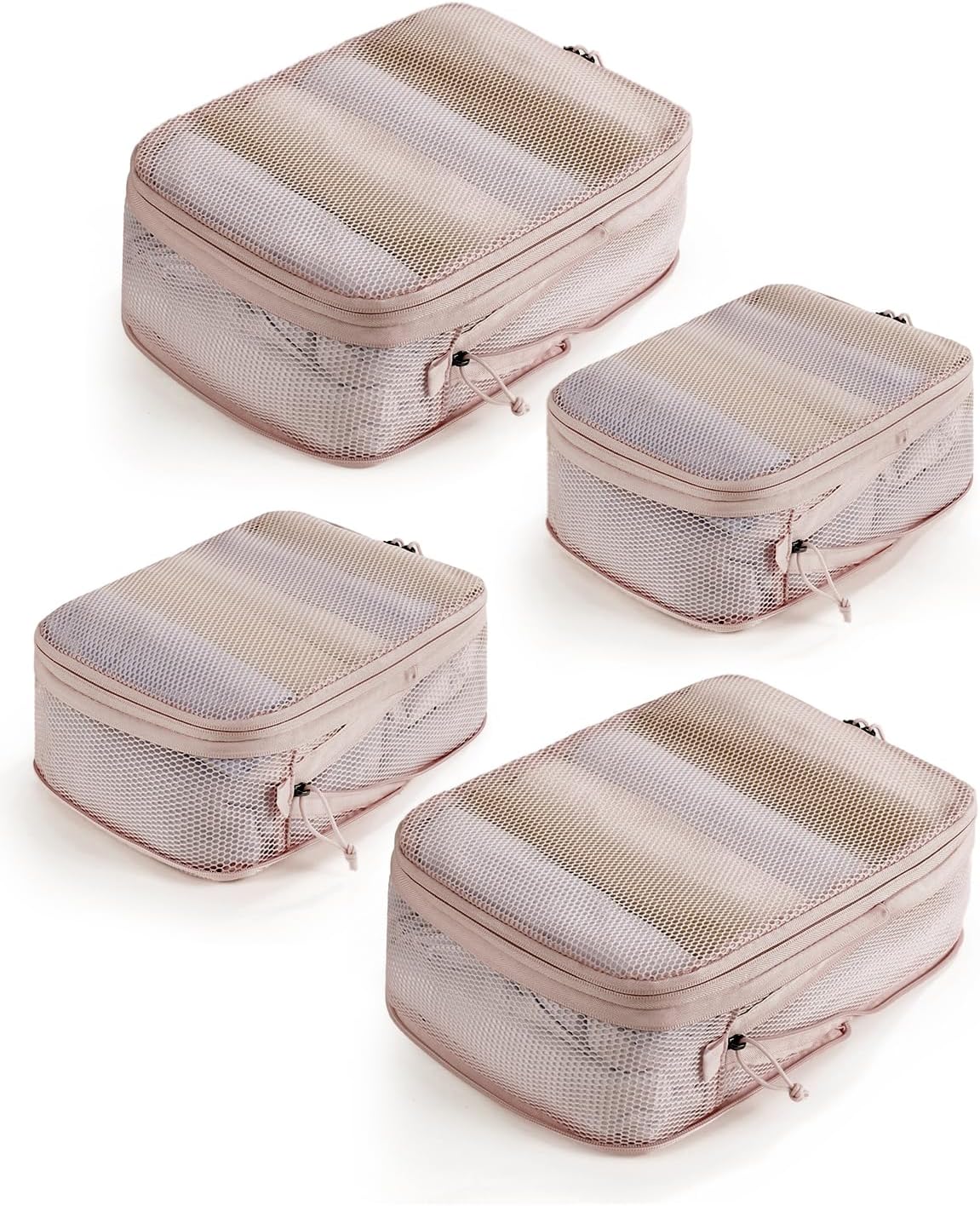 ECOHUB 4-Piece Packing Cubes Compression, 300% Higher Tear Resistance Suitcase Organiser Set, Recycled Packing Cubes for Suitcases & Backpack, Lightweight Travel Organiser Set (Beige)