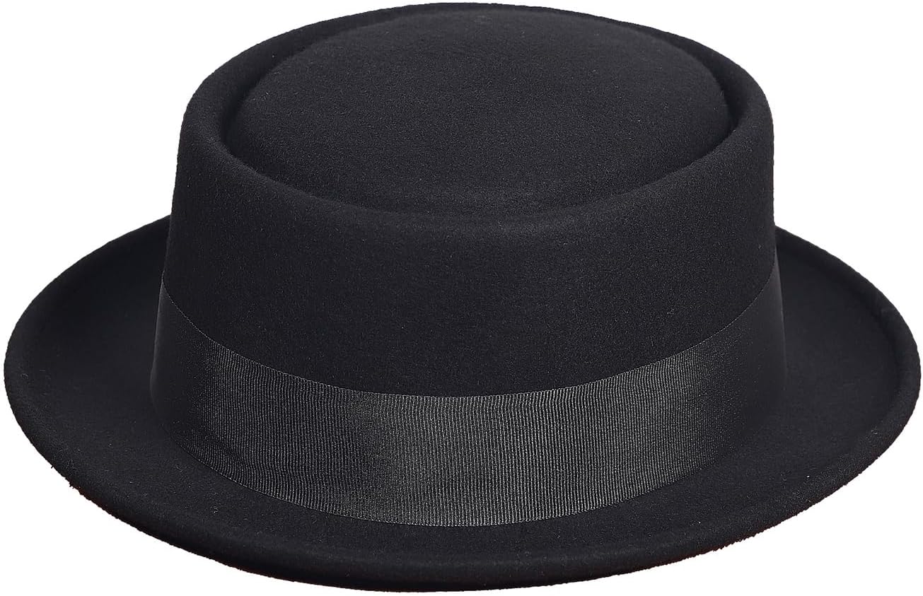 100% Wool Felt Pork Pie Fedora Hats for Men Women with Ribbon Bow Dome and Flat Brim Church Fedora Hat - Image 5