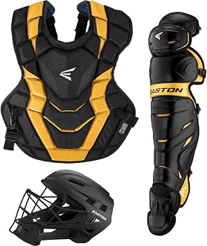 Easton ELITE X Baseball Catchers Equipment Box Set, 2021, Helmet, Chest Protector with NOCSAE Commotio Cordis Foam, Leg Guards, NOCSAE Approved For All Levels of Play