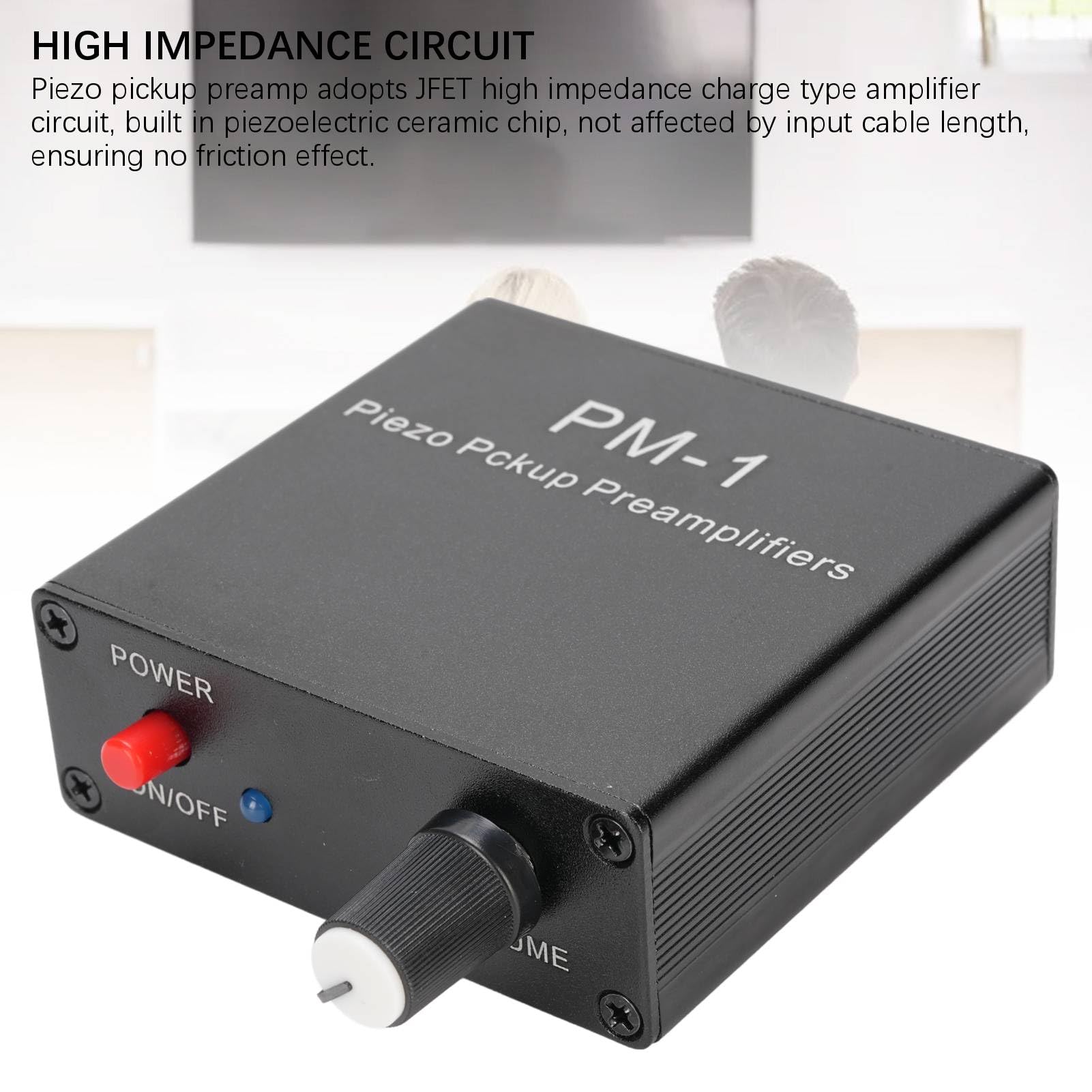Elprico Préampli Guitare Acoustique, Préamplificateur Piézo pour Guitare, Violon, ukulélé avec Limite Basse Fréquence pour Instrument à Cordes, Batterie 300 MAh, Autonomie 10 H