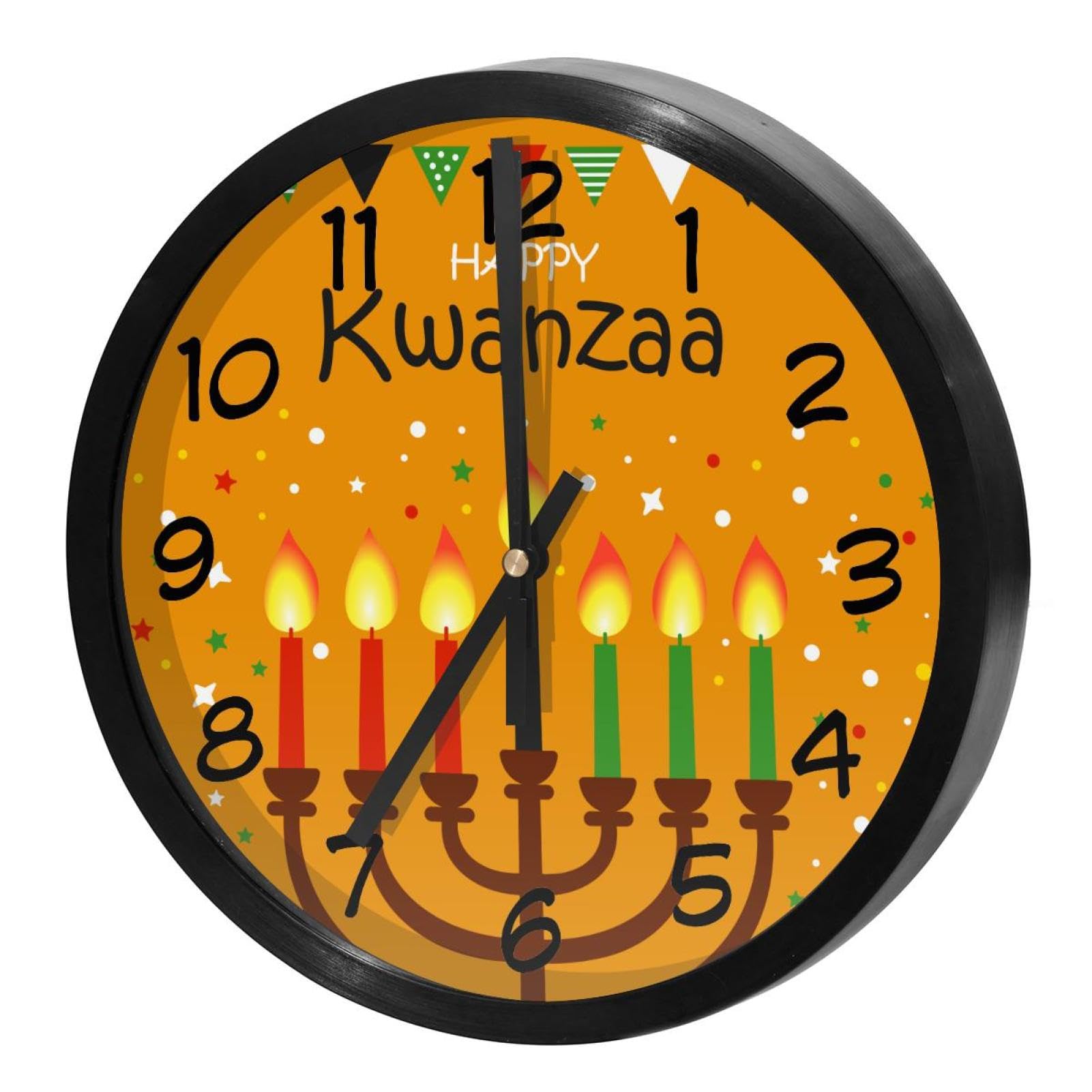 Horloge murale silencieuse Happy Kwanzaa, le cadeau idéal pour la maison et la famille