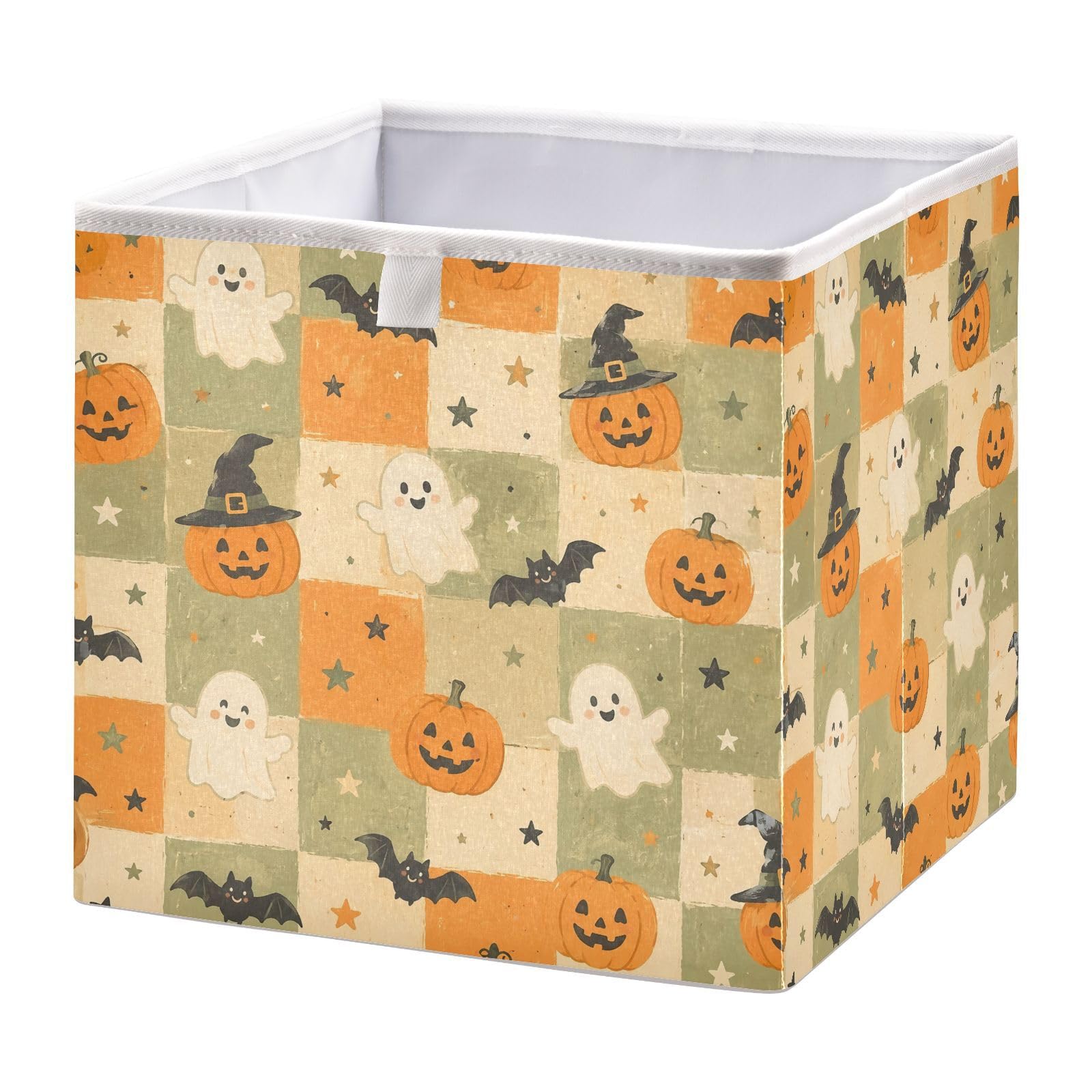 Ewusp Halloween Boo Cube Storage Boxes 28x28 cm Foldable Closet Organiser Bin Holiday Basket Baby Basket for Nursery Bedroom Office