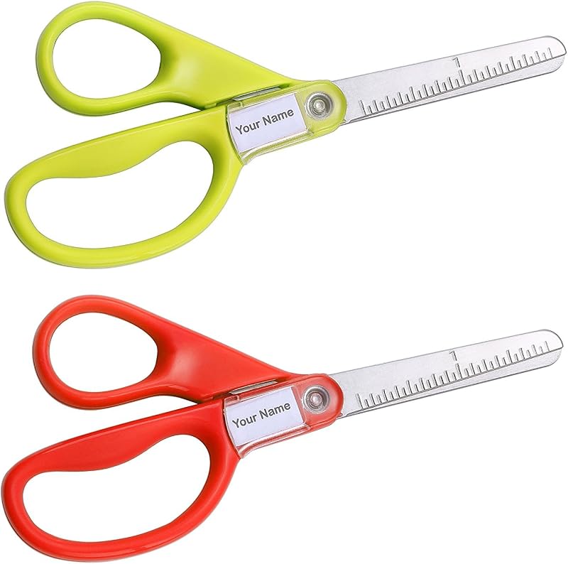 Tijeras para niños de 5", punta roma, seguras, cómodas, para uso con diestros y zurdos, para manualidades de estudiantes en la escuela de oficina, colores surtidos, paquete de 2