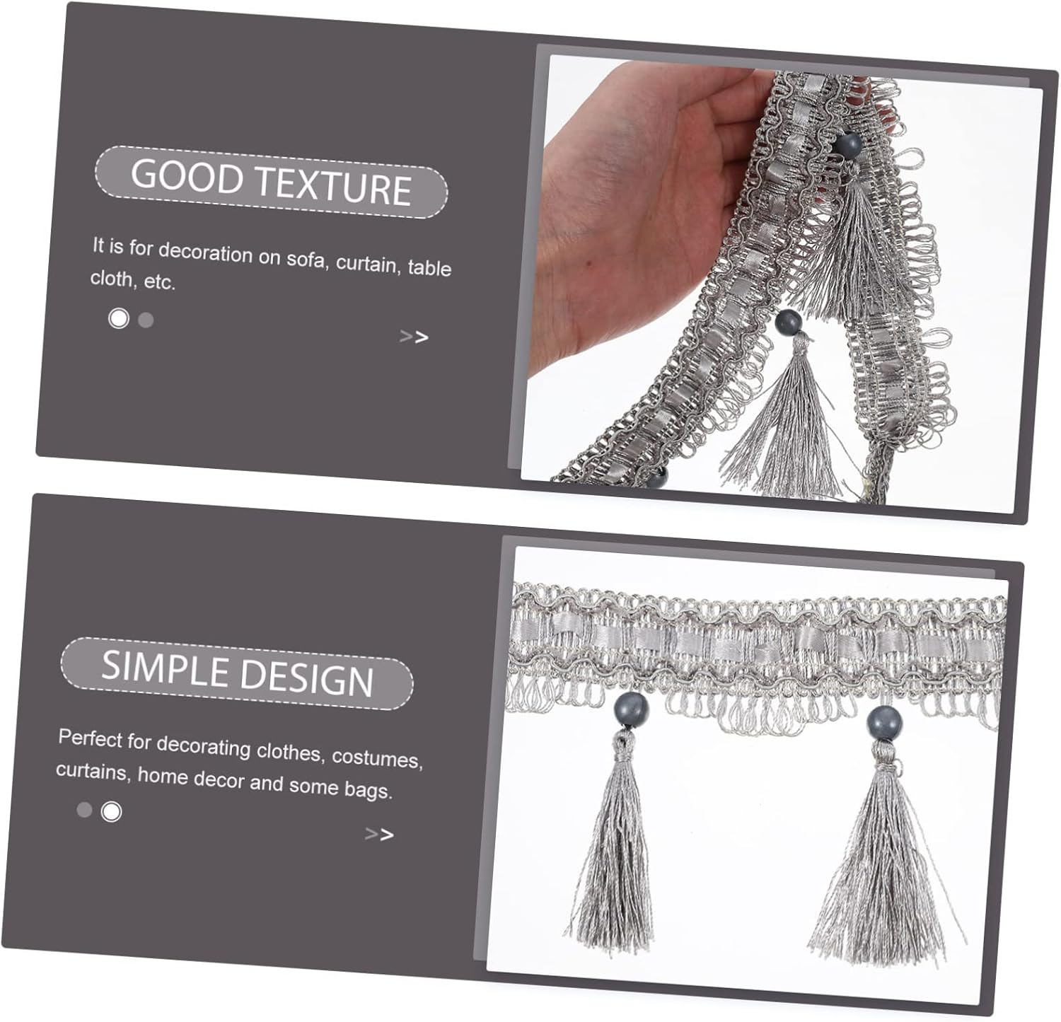Polyester Fringe Trim for DIY Garment and Home Decor 11.5m