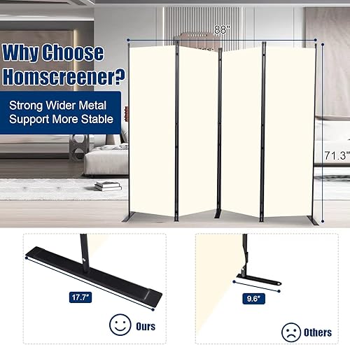 Vista 40 de Divisor de habitación portátil de 6 pies y pantallas de privacidad plegables, divisor de tela de 102 pulgadas de ancho para separación