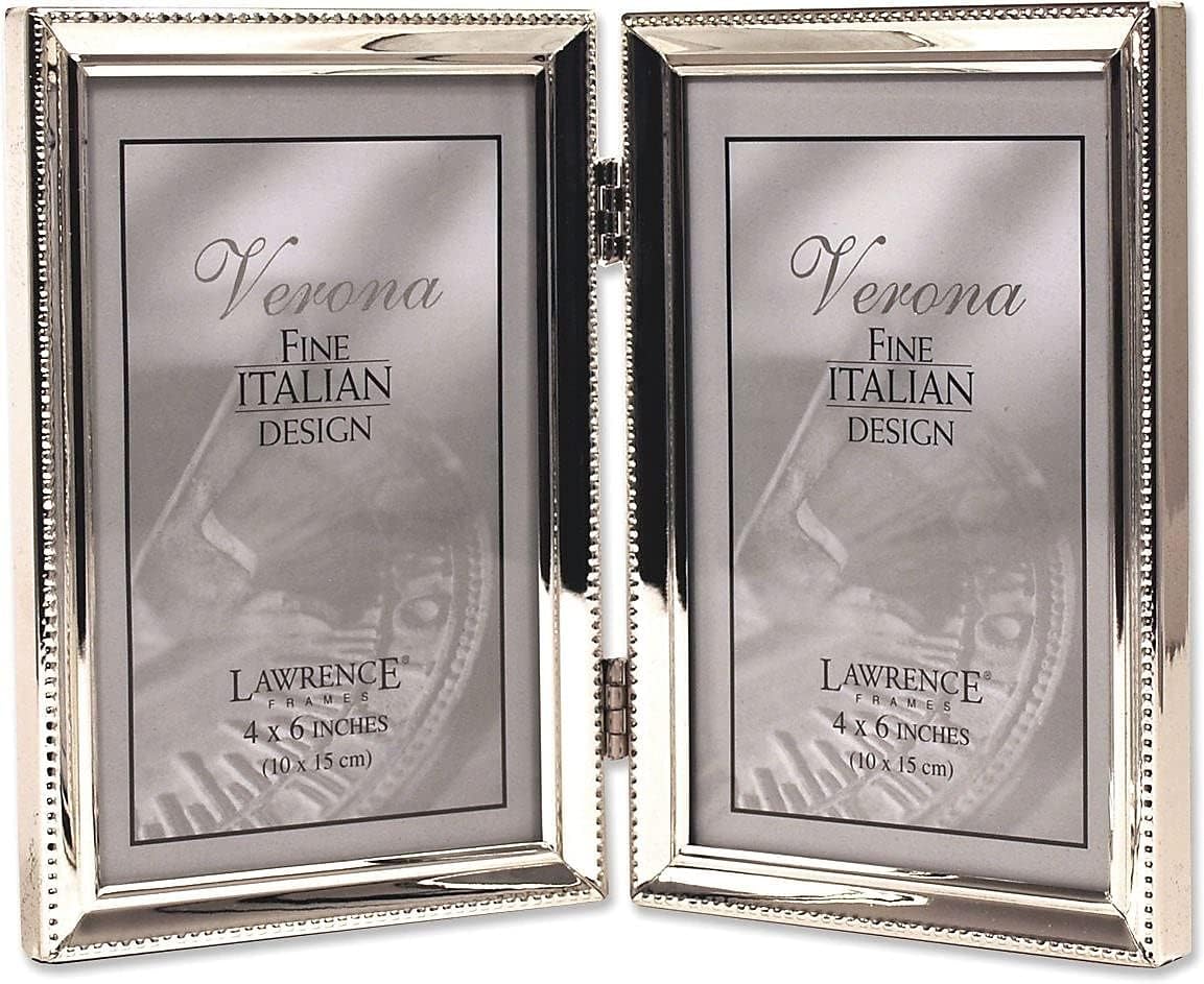 Lawrence FramesBead Border Design, 4x6 Double, Silver