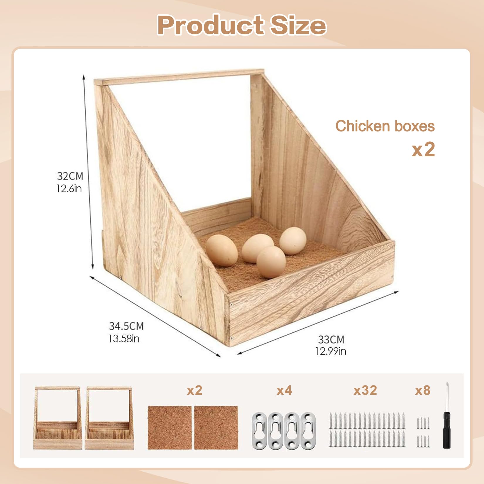 2 Pezzi Nido Per Galline Montaggio A Parete Accessori Per Pollai In Legno Con Tappetini Per Nidi Pollame Deposizione Delle Uova Gabbia Per Galline Per Galline Uccelli e Anatre