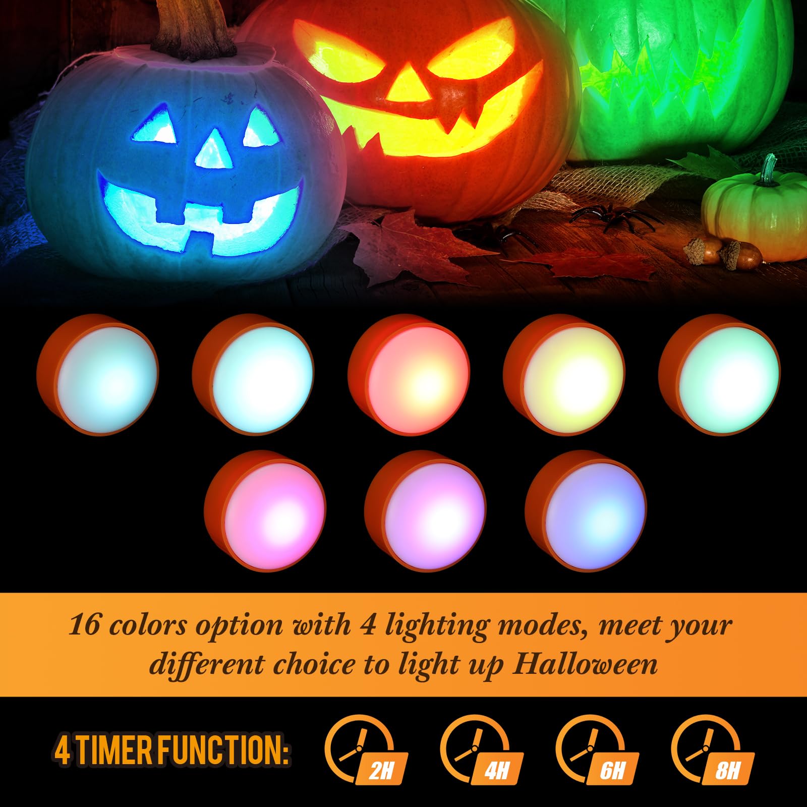 Amazon.com: Lanties 4 Pieces Halloween LED Pumpkin Lights with