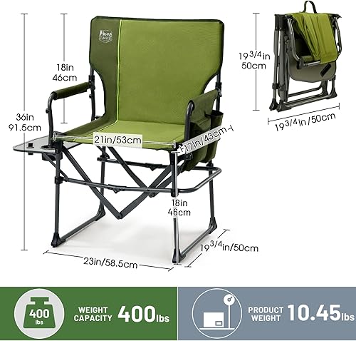 Miniatura 2 de Timber Ridge Silla de aluminio para directores de campamento con bolsillo para mesa lateral, silla plegable portátil, silla de césped resistente
