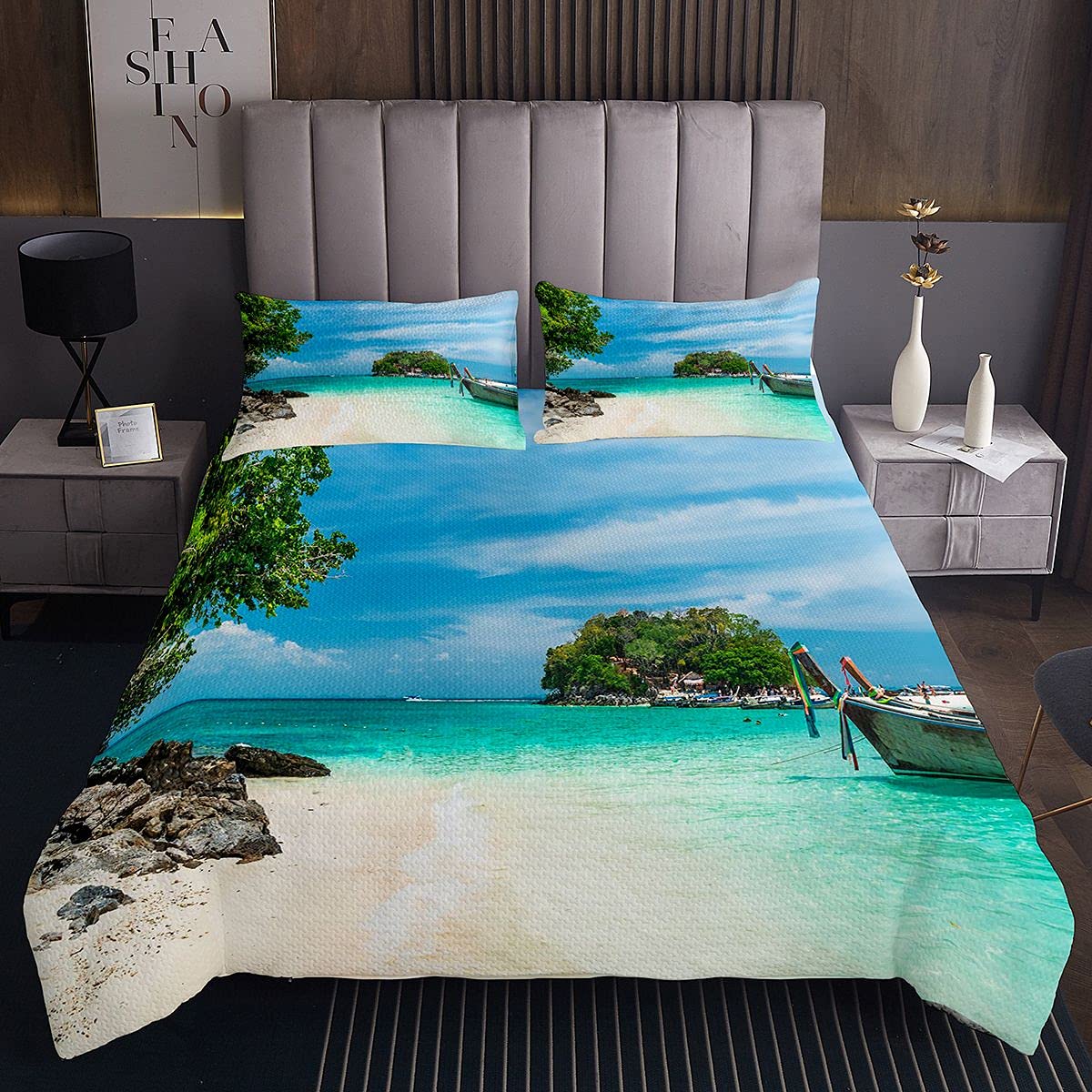 Juego de Ropa de Playa Acolchado Conde árbol de mar para niños y Adultos, Ultra Suave, Juego de Cama Doble