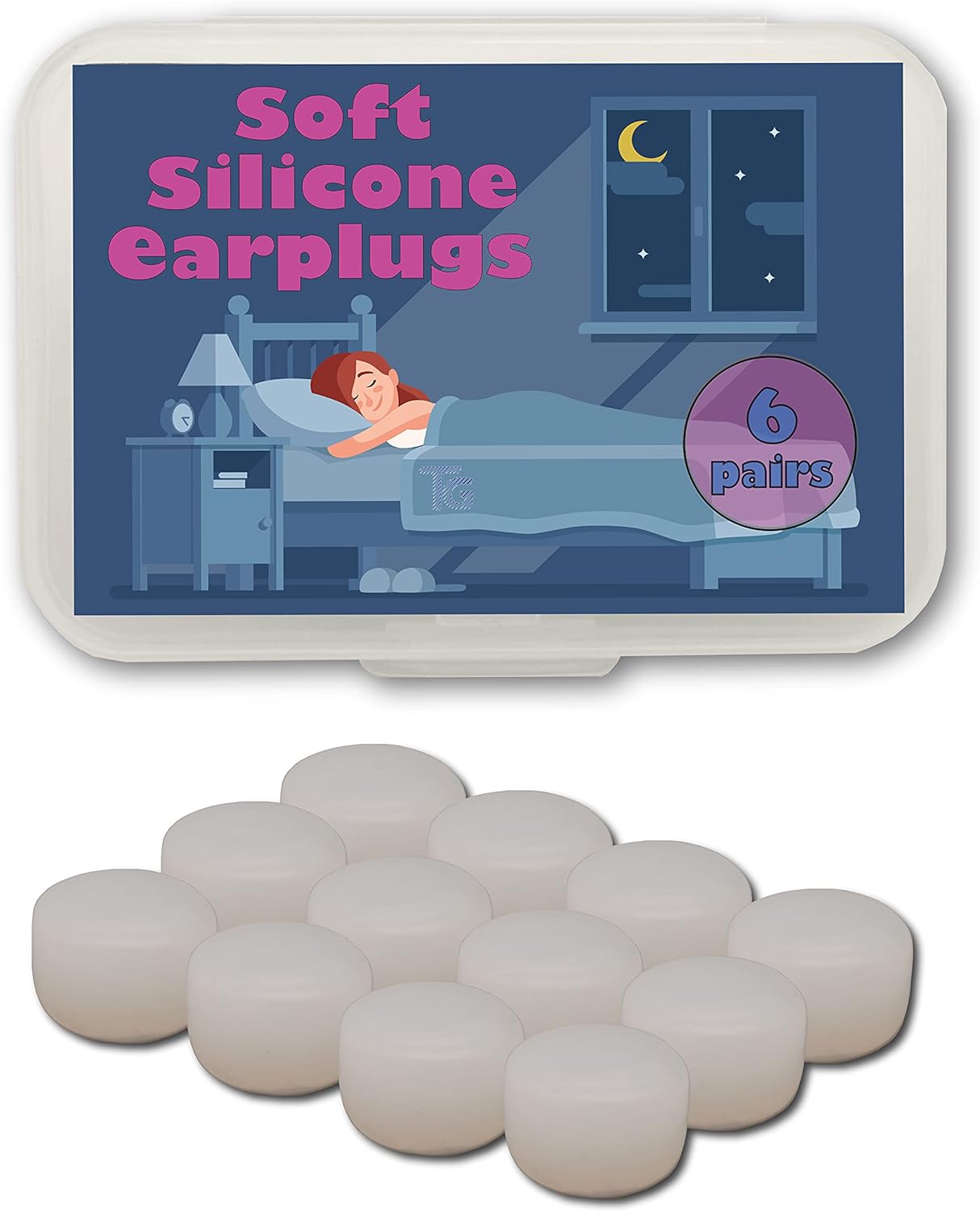 Premium Quality Reusable Super Soft Silicone Ear Plugs 6 Pairs