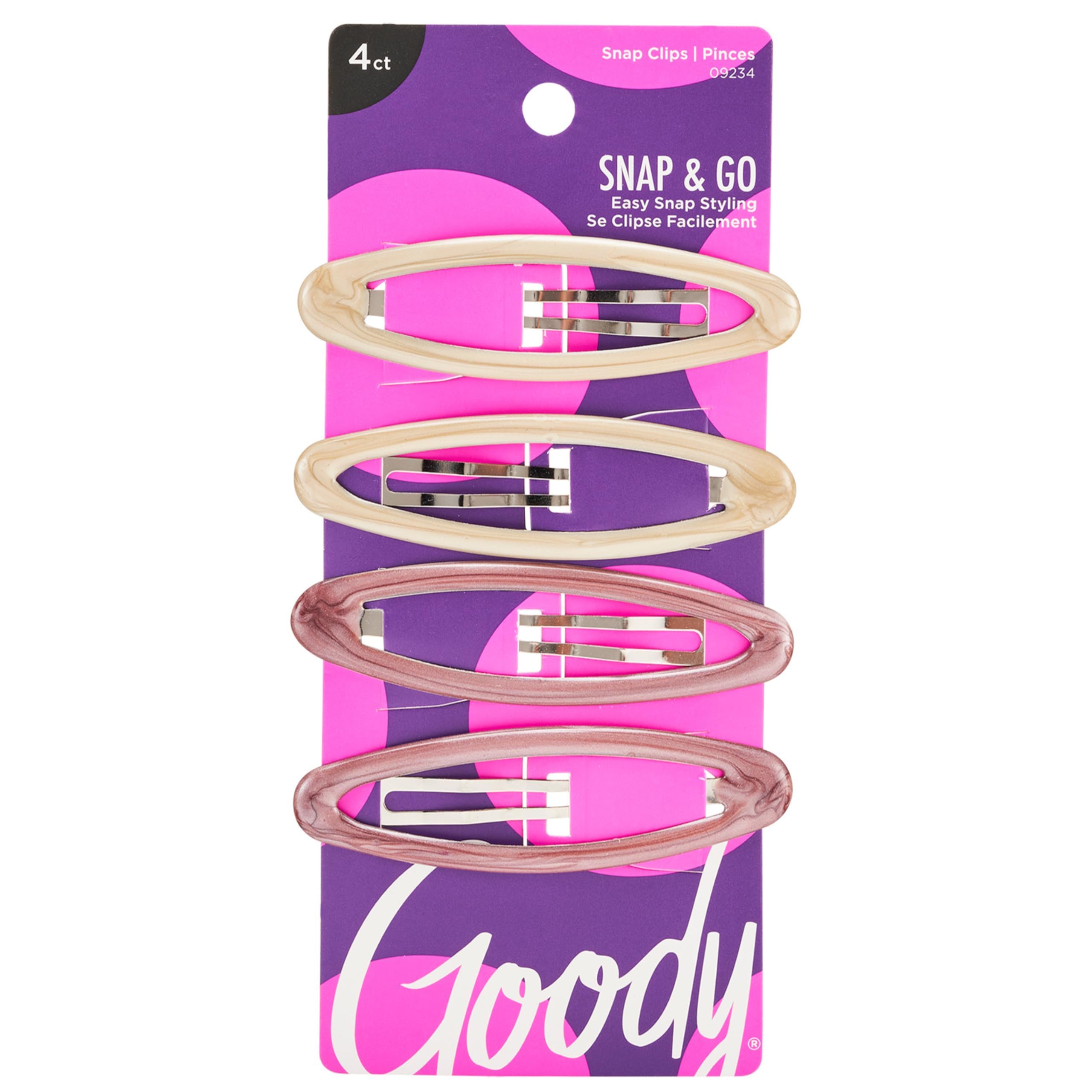 Classics Goody Kids Epoxy Contour Snap Clips - 4 Count,Assorted Colors - Just Snap Into Place - Suitable For All Hair Types - Pain-Free Hair Accessories For Women And Girls - All Day Comfort