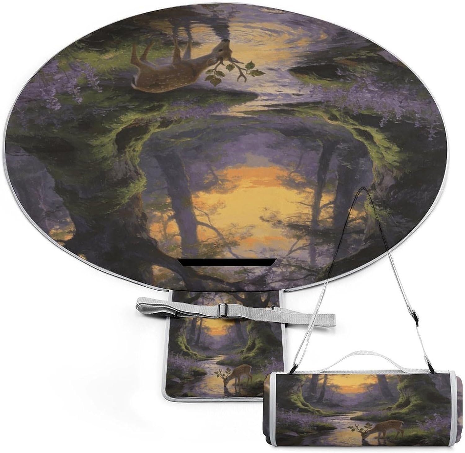 Woodland Picnic Mat Lightweight Waterproof Picnic Blankets Extra Large Picnic Outdoor Blankets Foldable Sandproof Beach Blanket for Park Beach Camping Courtyard 58.3''x58.3''