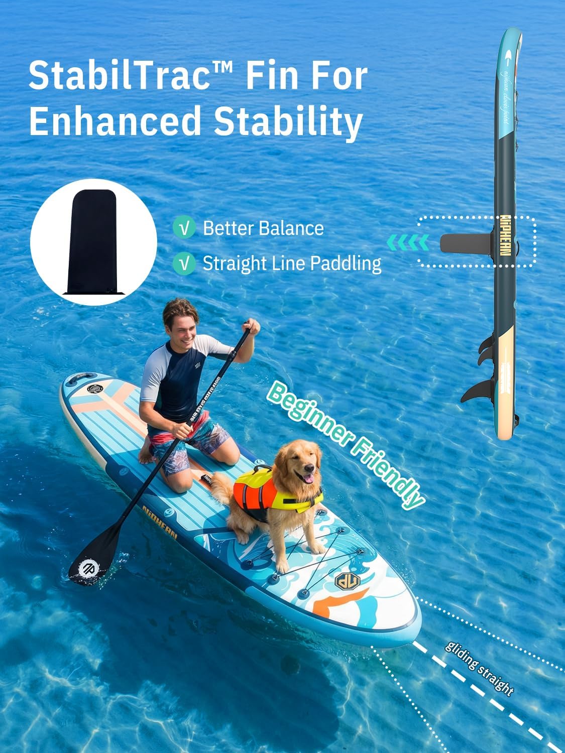 Niphean Inflatable Stand Up Paddle Board with SUP Accessories, Anti-Slip EVA Deck, 10’6’’ Inflatable Paddle Boards for Adults & Youth of All Skill Levels - Image 5