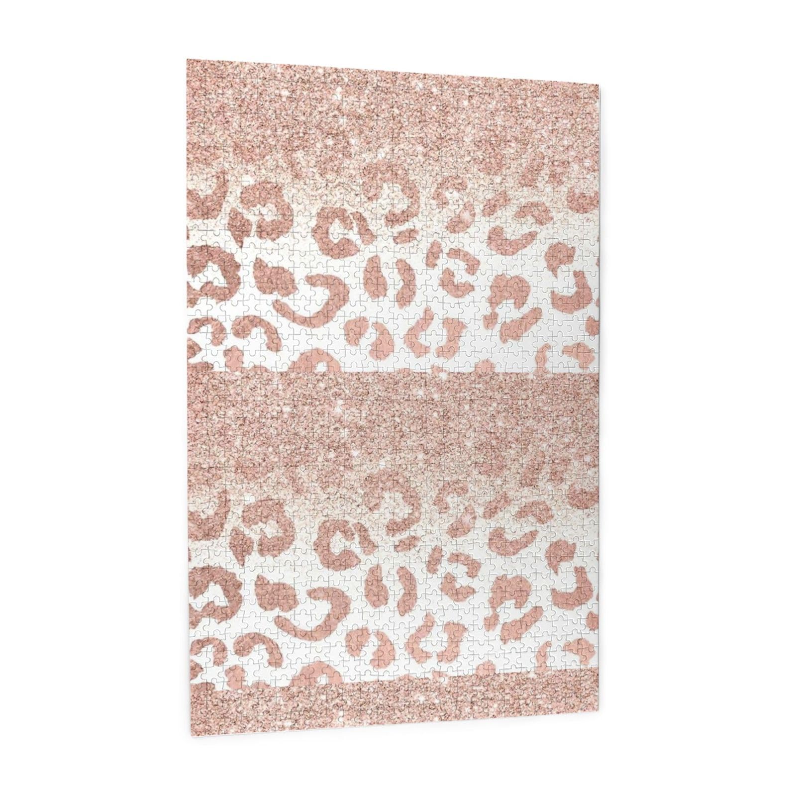 Puzzle da 1000 pezzi per adulti con stampa leopardata color oro rosa glitterato, puzzle impegnativi, puzzle a incastro