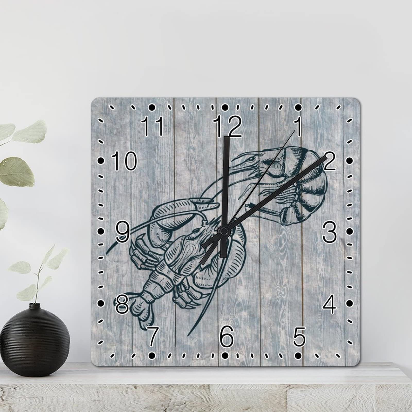 Horloge murale rétro bois crabe homard 30 cm décoration plage salon chambre et bureau