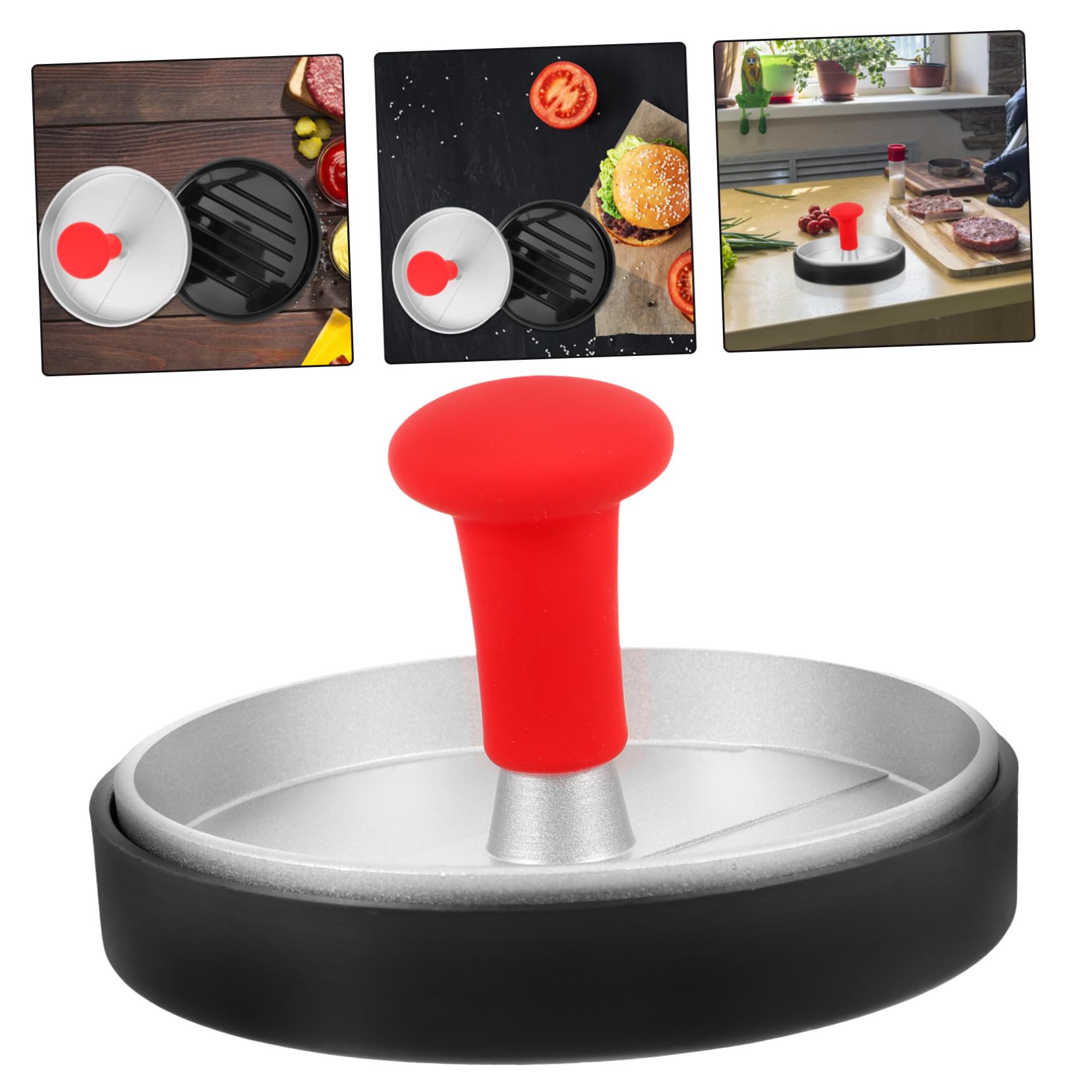 Abaodam 2 Pezzi Pressa per Carne Stampo per Burger Patty Premere Schiacciapatate Pressa per Hamburger Pressa di Carne Macinata Pressa Peso Cottura Silver Acciaio Inossidabile