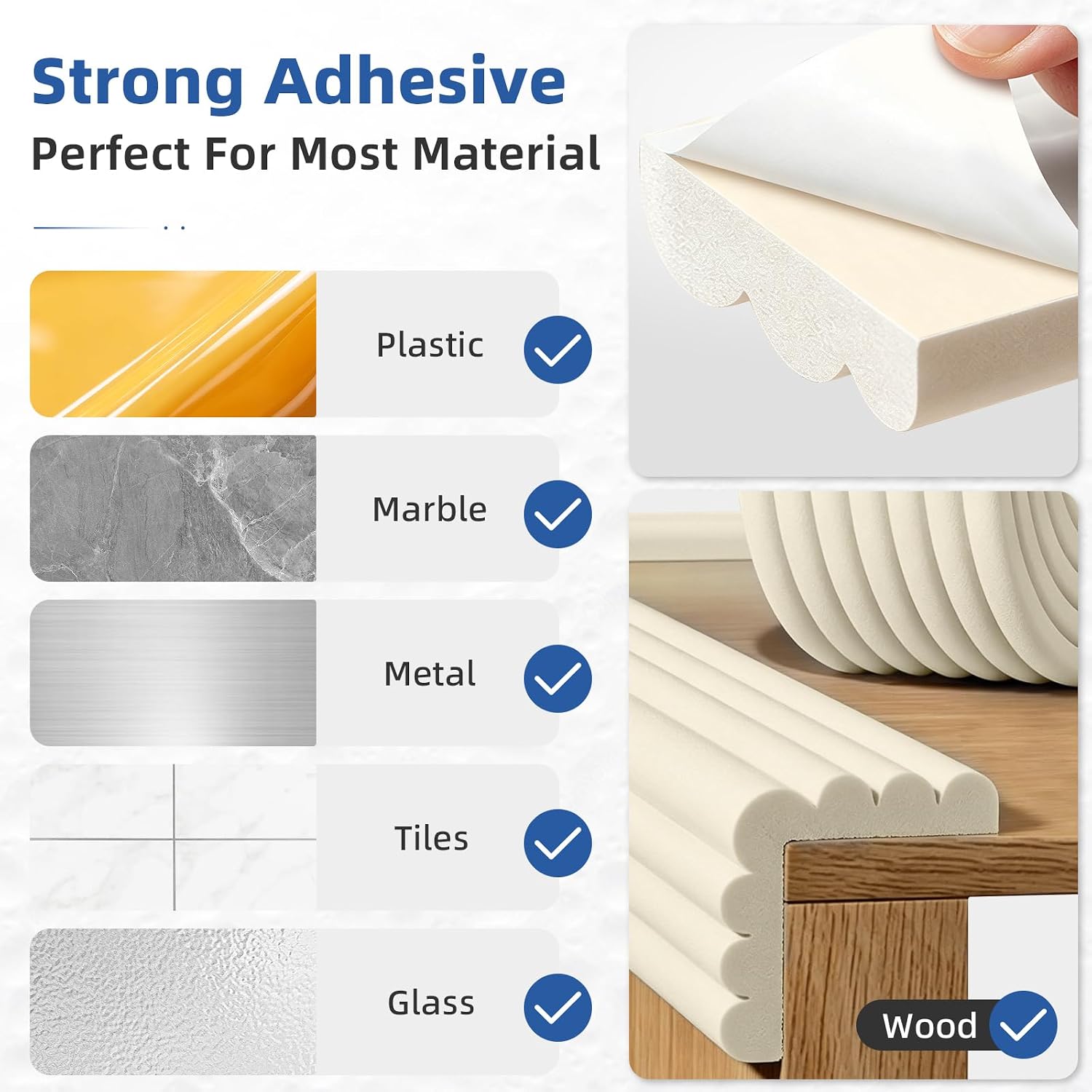 Edge Protectors for Baby, Extra Wide Guards, 6.5ft x 3.15 in, Off White | Soft Foam Bumper Edge Cushion for Table, Furniture, Crib, Wall, Fireplace