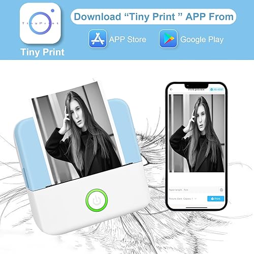 Miniatura 3 de PRINHSJI Mini impresora, impresora adhesiva sin tinta, mini impresora de bolsillo, impresora térmica portátil, compatible con iOS + Android para