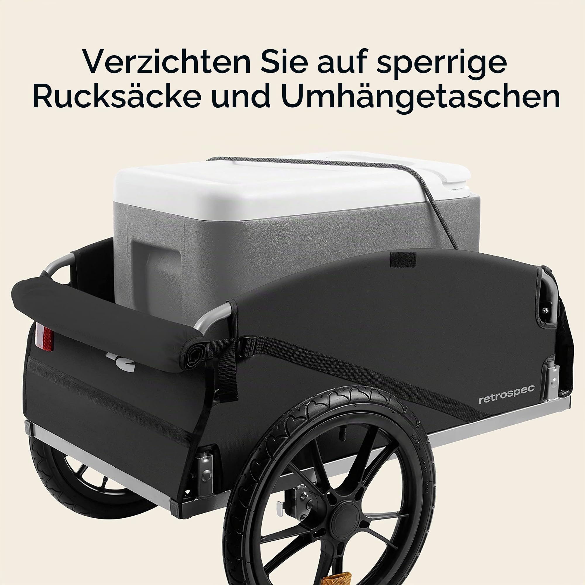 Retrospec Rover Hauler Cargo Fahrradanhänger, klappbarer Rahmen und wetterbeständiges Gewebe, großer Gepäckträger, passend für 50,8 cm – 73,7 cm große Fahrradräder