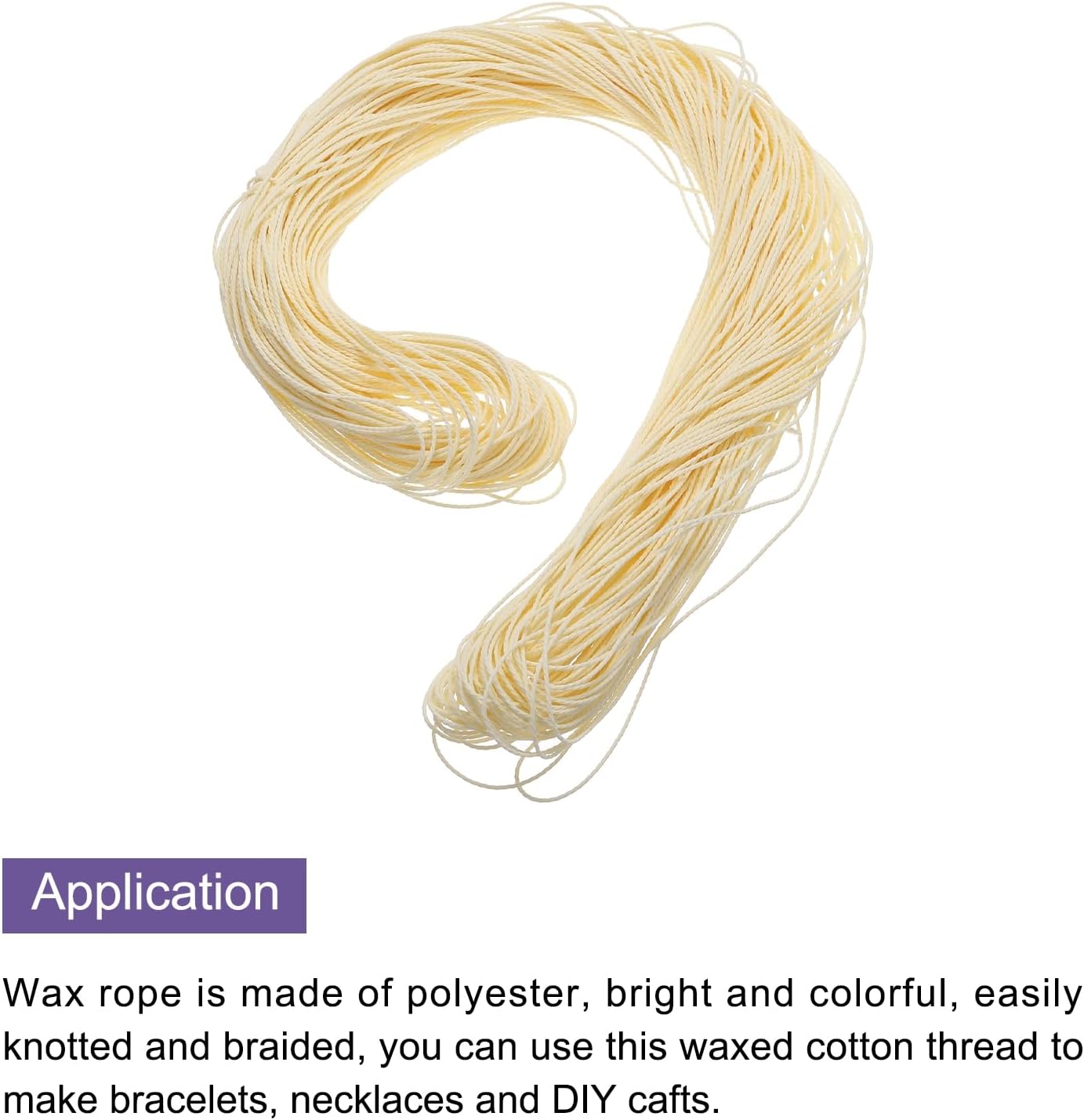 MECCANIXITY 1mm Waxed Cord 109 Yard Waxed Polyester Cord White Wax String for Bracelet Making Necklaces Beading Jewelry Making and DIY Crafts