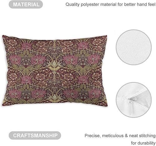 Miniatura 3 de Dripglw Honeysuckle - Fundas de almohada florales de William Morris de 12 x 20 pulgadas, almohada estética de terciopelo, decoración del hogar, sala