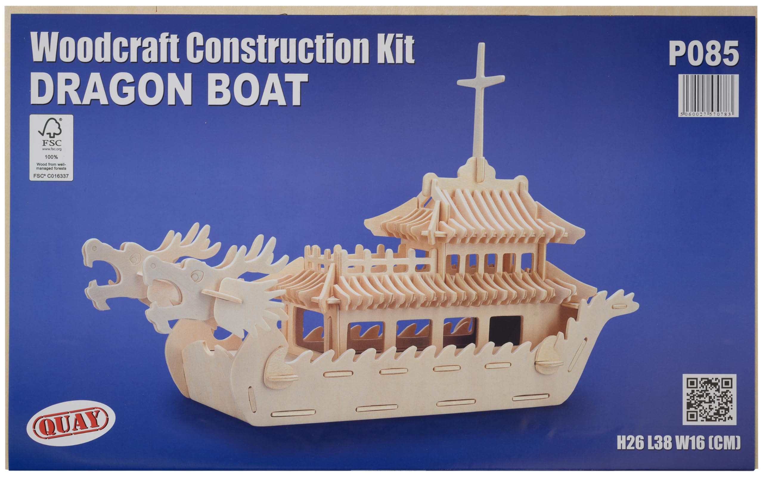 Quay Drago Kit Di Costruzione In Legno – Drago, Modello 3D, FSC, 27x59x14 Cm, Da Assemblaggio