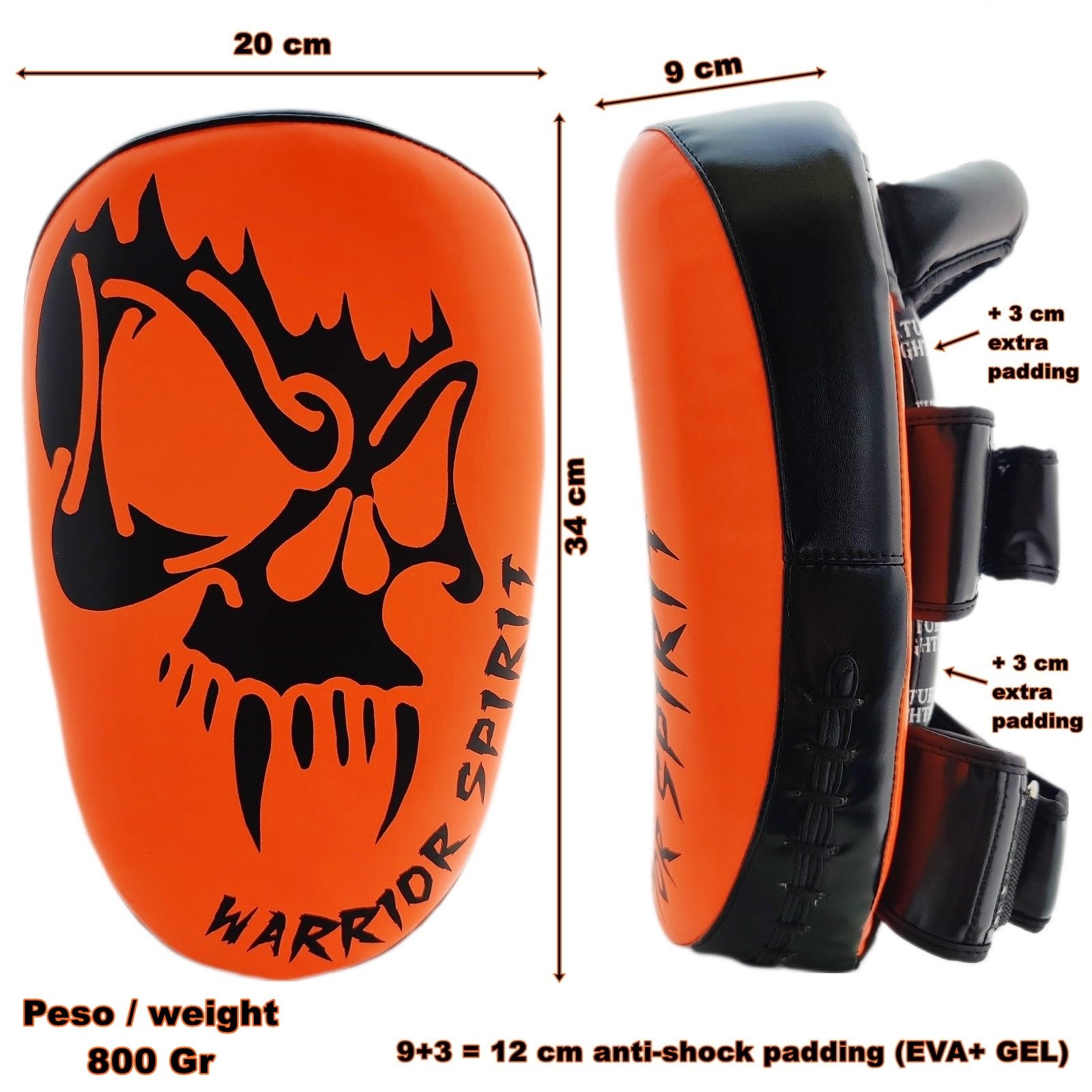 colpitore pao scudo fluo thai pad curvo pesante per allenamento mma muay thai kick boxe arti marziali con imbottitura gel - tech