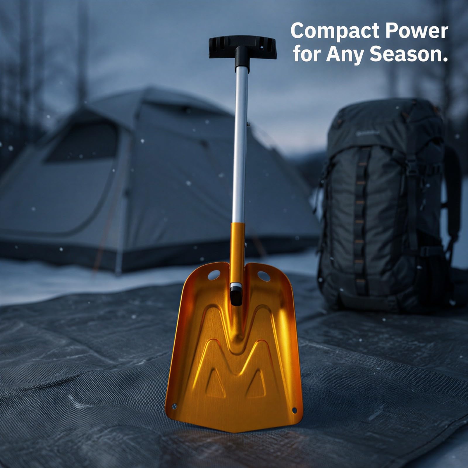 Schneeschaufel für den Notfall, 25,6 Zoll Teleskop-Aluminiumschneeräumer mit 8,7 Zoll breitem Schaufelblatt, leicht und tragbar für Auto, Camping, Sand und Winterausrüstung, orange D-Griff