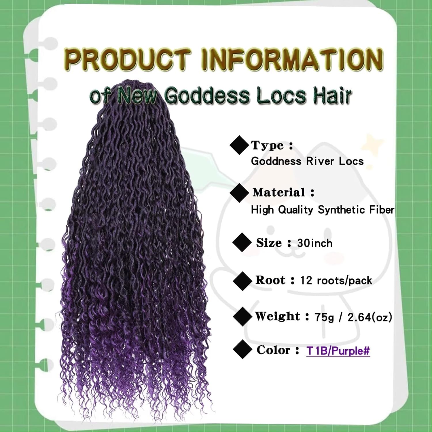 8 Packs Purple River Locs Crochet Hair for Black Women Goddess Faux Locs Crochet Hair Curly Faux Locs Hair Pre Looped Crochet Braids Hair Boho Hippie Locs Hair Extensions(#T1B/Purple 30inch)