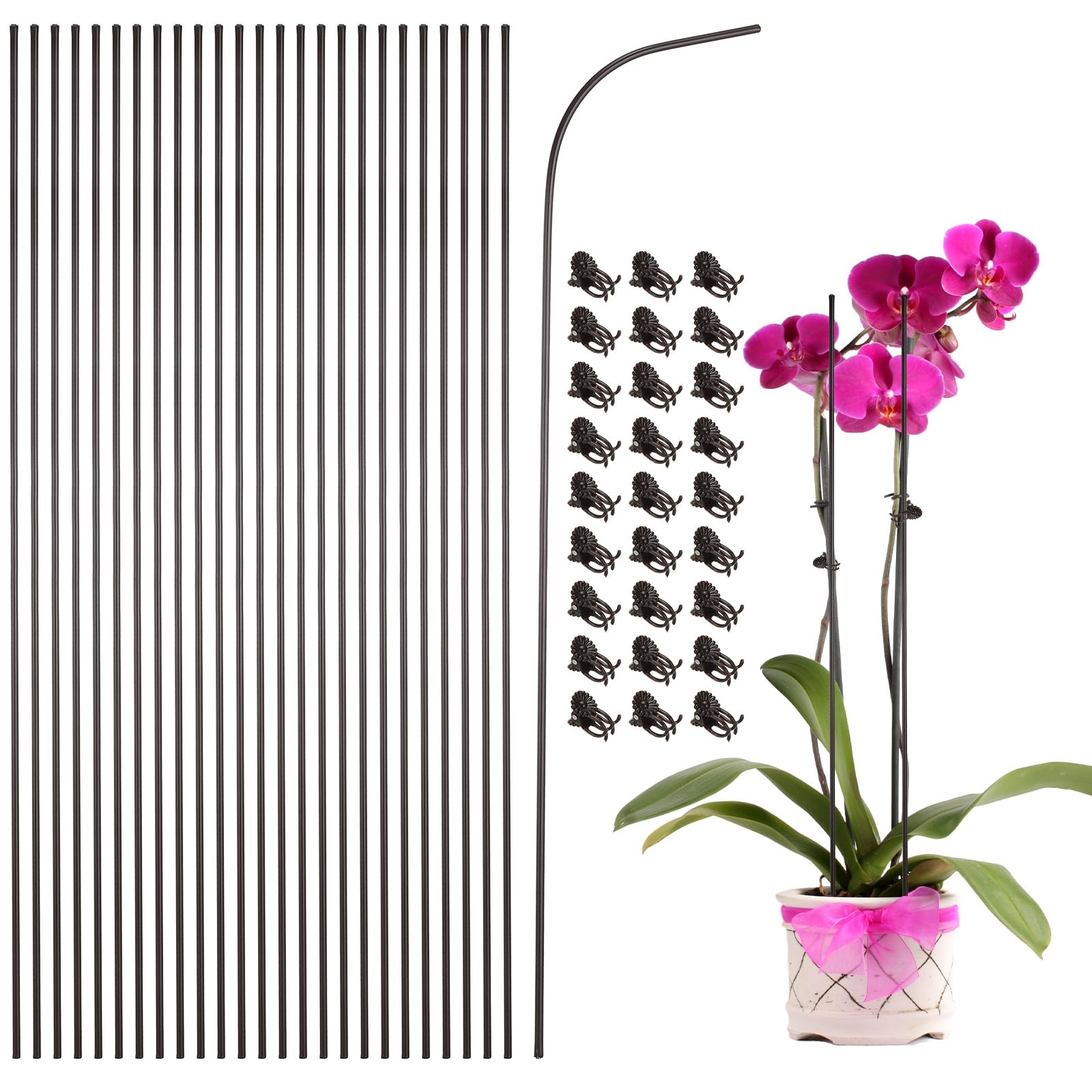 Piquets pour plantes vertes 40cm sourcing map avec clips pour orchidée et fleur, Lot de 50