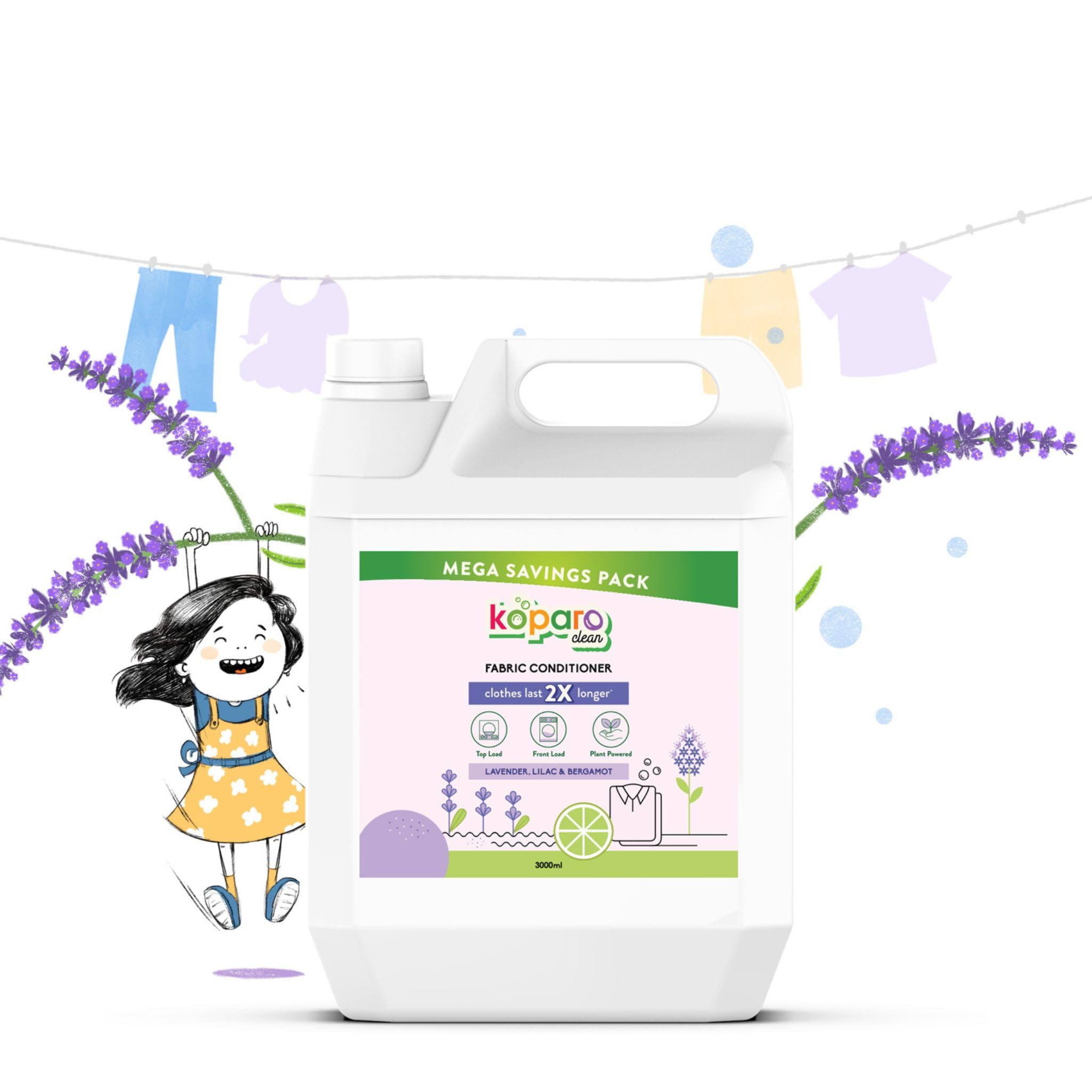 Koparo Natural Fabric Liquid Conditioner&Softener|3 Litres|Lavender|Non-Toxic&Plant Powered|Top Load&Front Load Washing Machine|Protects Shine&Safe For Baby Clothes (B0D5N5H7CV) Amazon Price History, Amazon Price Tracker