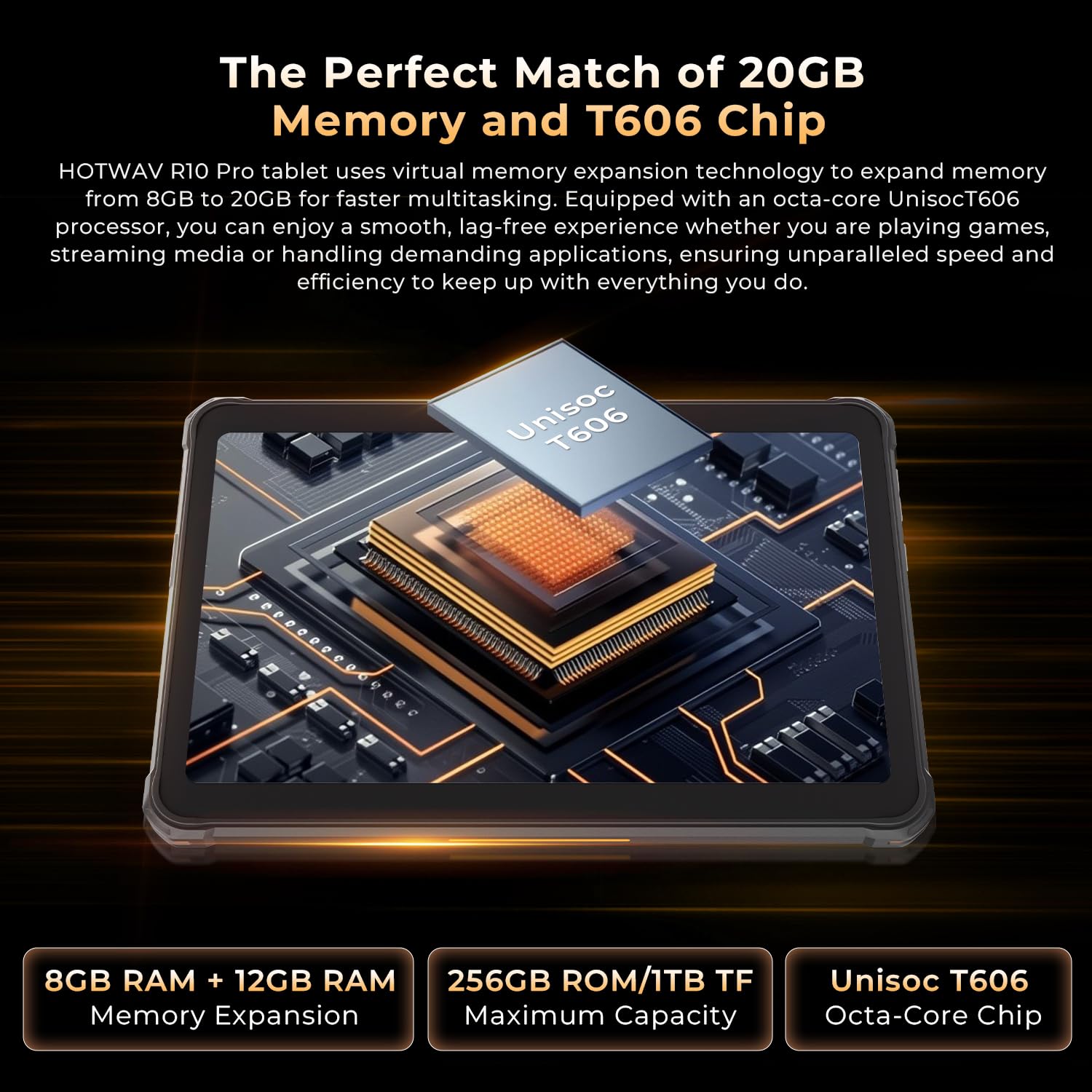 HOTWAV R10 Pro Rugged Tablet 10.1 Inch 20GB RAM - Dettaglio
