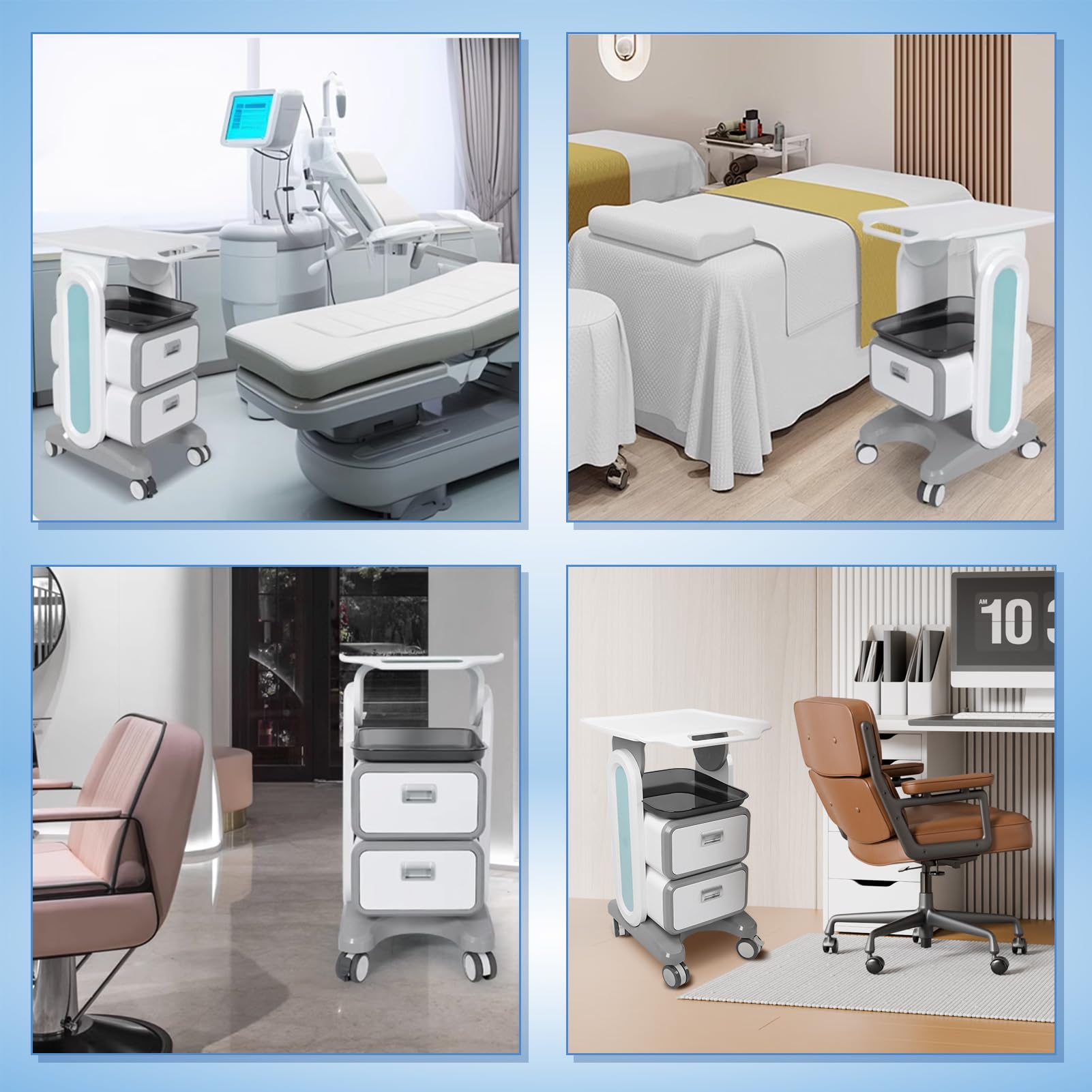 Carrello Medico con 2 Cassetti e Ruota Universale, Carrello Multifunzionale per Salone di Bellezza e Cosmetici con Vano Portaoggetti