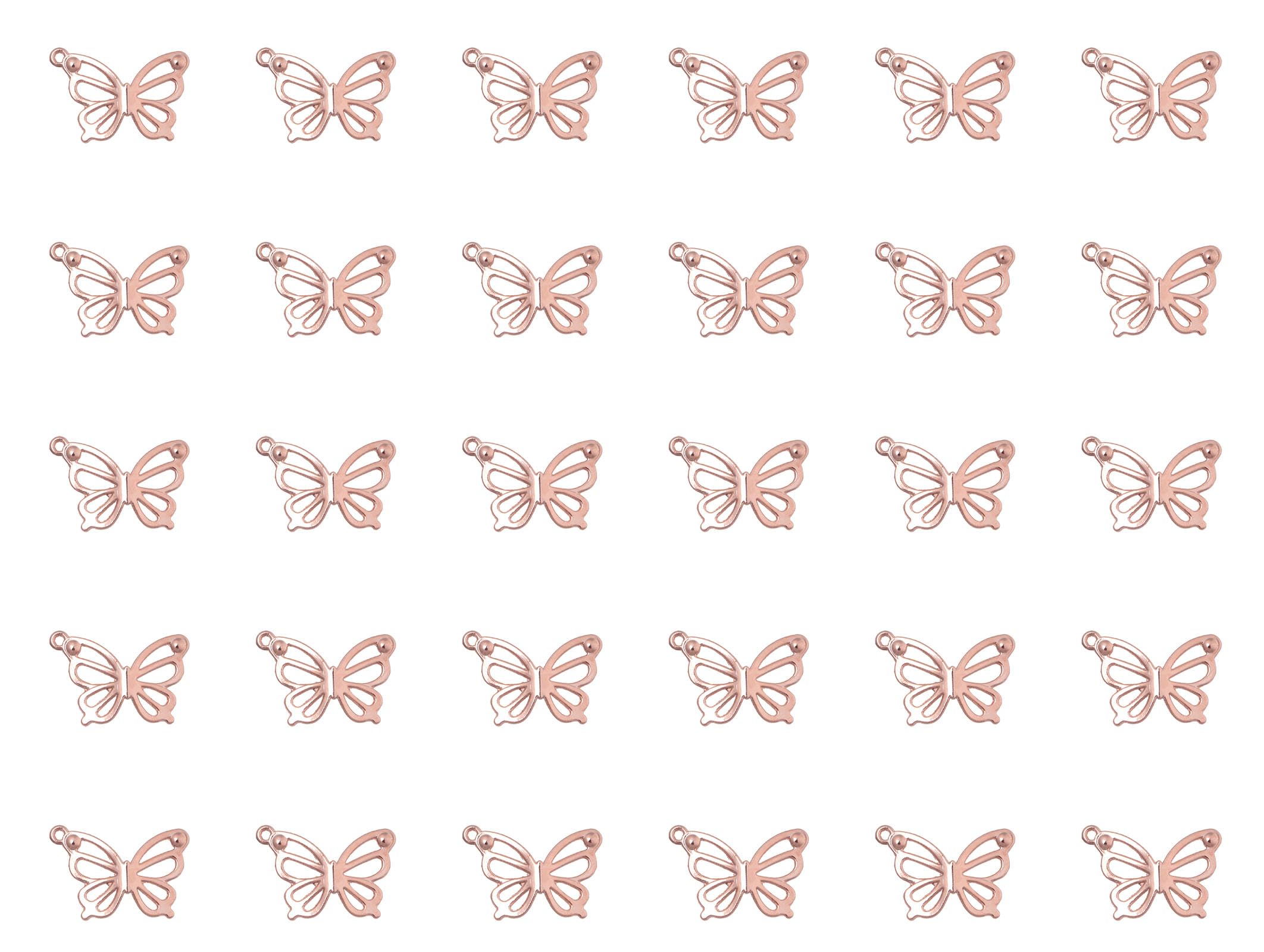 30 Pcs Hollow Butterflies with Hole Charm Pendants Metal Jewelry Making Supplies 2.7 x 1.9 cm Small Vintage Accessories for Necklace Bracelet Earring DIY Crafting Project