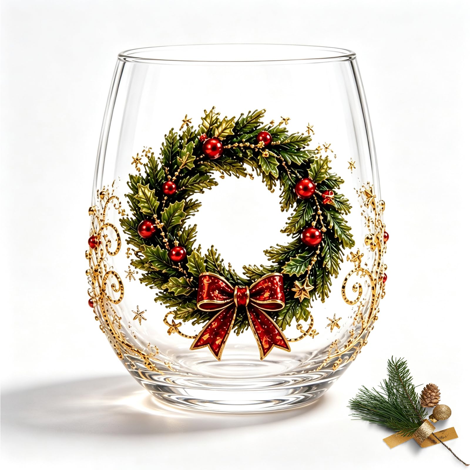 3D Christmas Glass Art Cup, Magical Christmas 3D Glass Cup Collection, Raised 3D Design for Coffee, Tea, Juice, Milk, Xmas Party Home Festive Decor Gifts (#1)