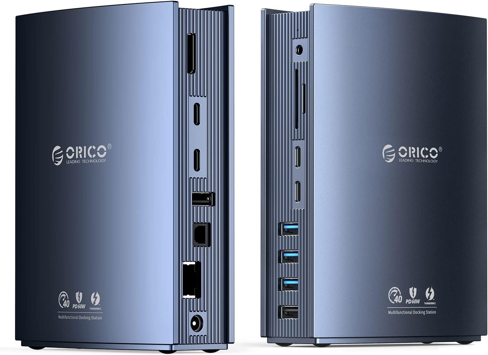 ORICO Thunderbolt 3 Docking Station 15-in-1 40Gbps Dock for Thunderbolt Laptops, 65W Charging Power for Laptop, 15W for Phone, 10 Gbps USB-C Data, Dual 4k HDMI, Gigabit Ethernet, S/PDIF OUT，Audio-Grey
