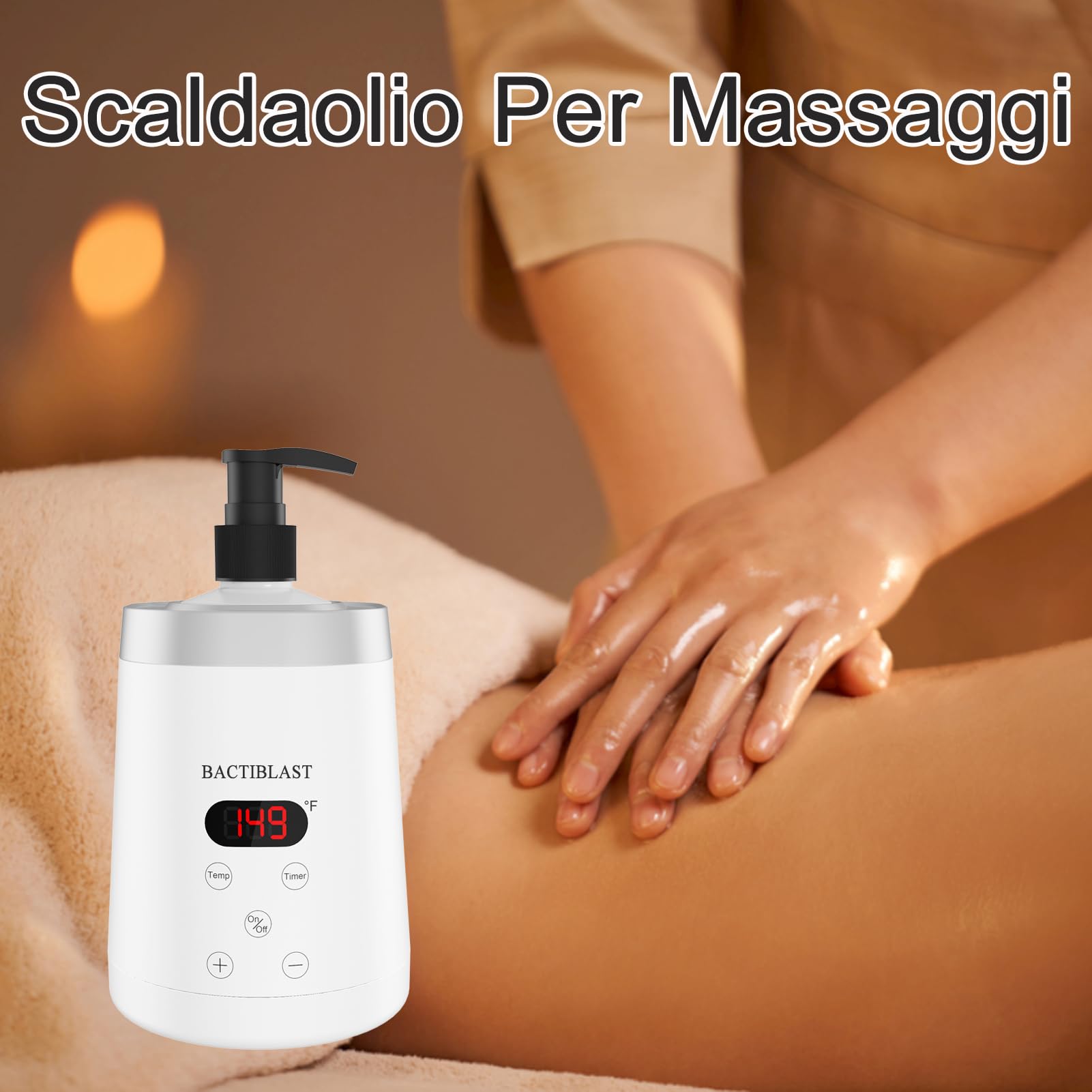 scalda olio da massaggio, scalda olio con due dispenser, Scalda lozioni indicatore a LCD, Scalda oli per massaggi per spa salone per uso domestico (Bianco)