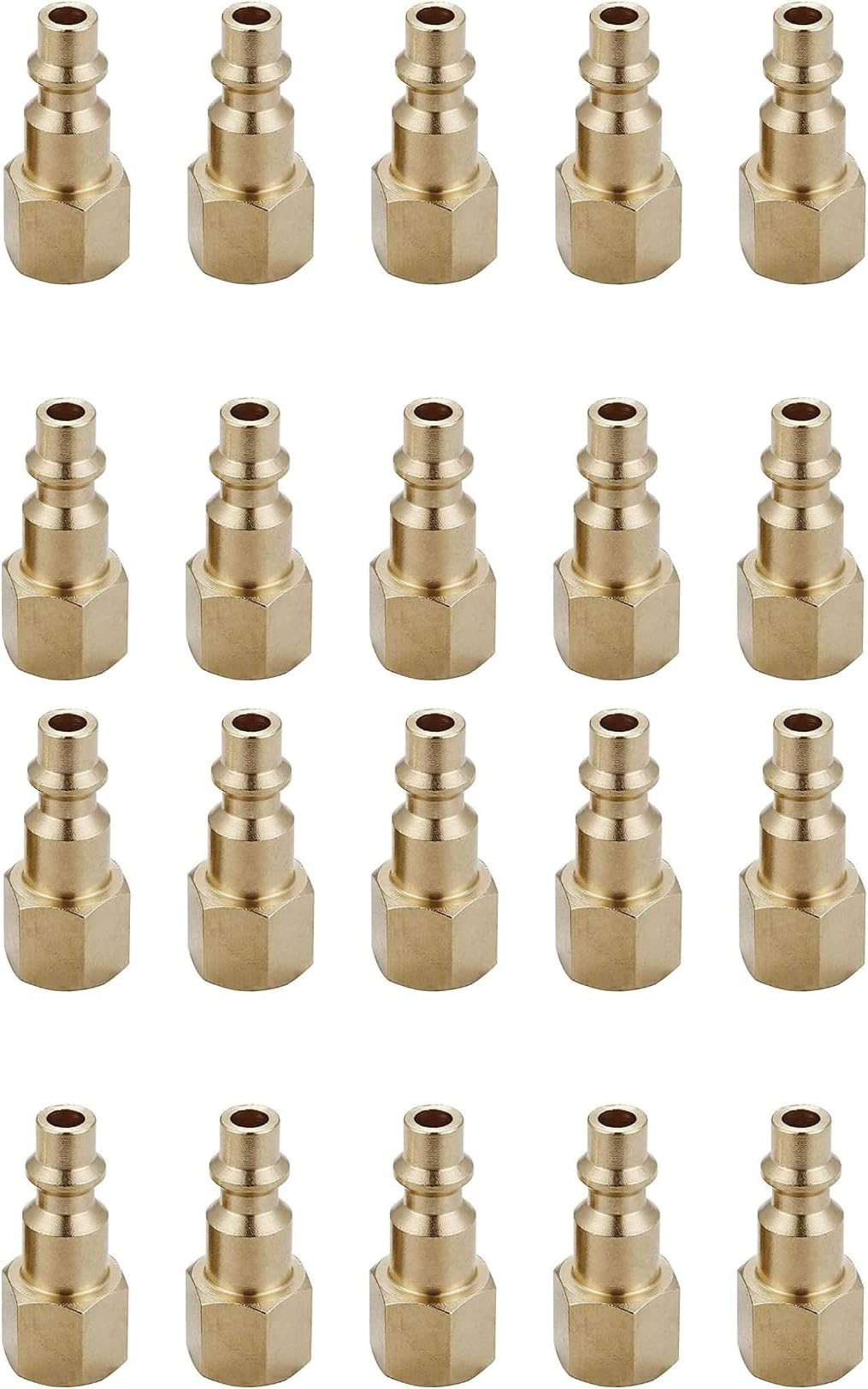 Air Hose Fittings And Quick Connect Air Fittings, 1/4 Inch NPT Brass Female Air Coupler Plug (20 Piece) Industrial Type D, Air Compressor Fittings