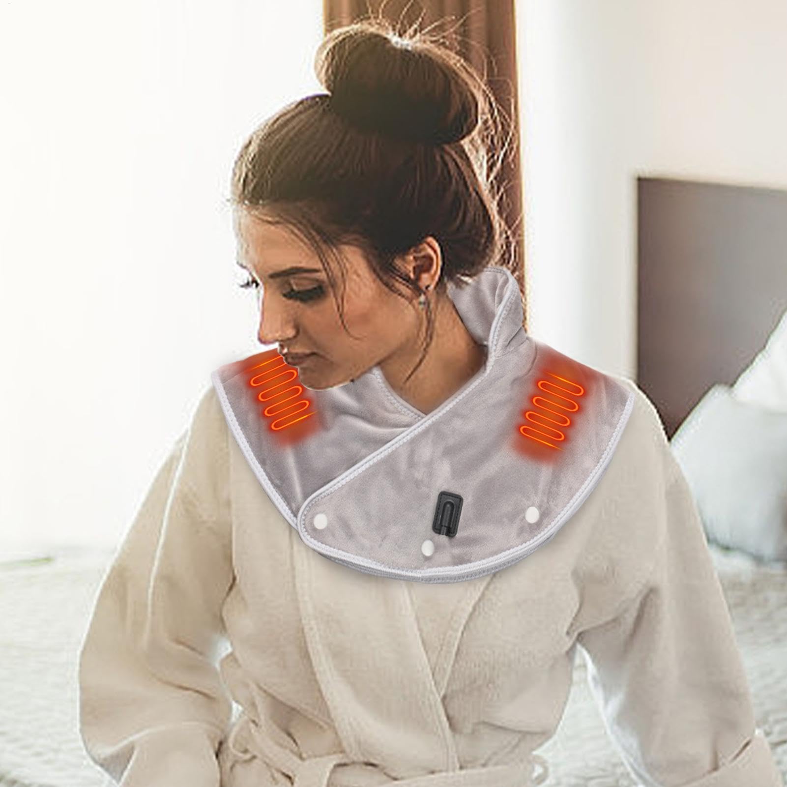 Cuscino Termico Cervicale, Scialle Riscaldato Donna Usb, Cuscinetto Riscaldante Per Collo E Spalle, Termoforo Cervicale E Spalle Per Microonde, 3 Impostazioni Di Calore, Antisurriscaldamento