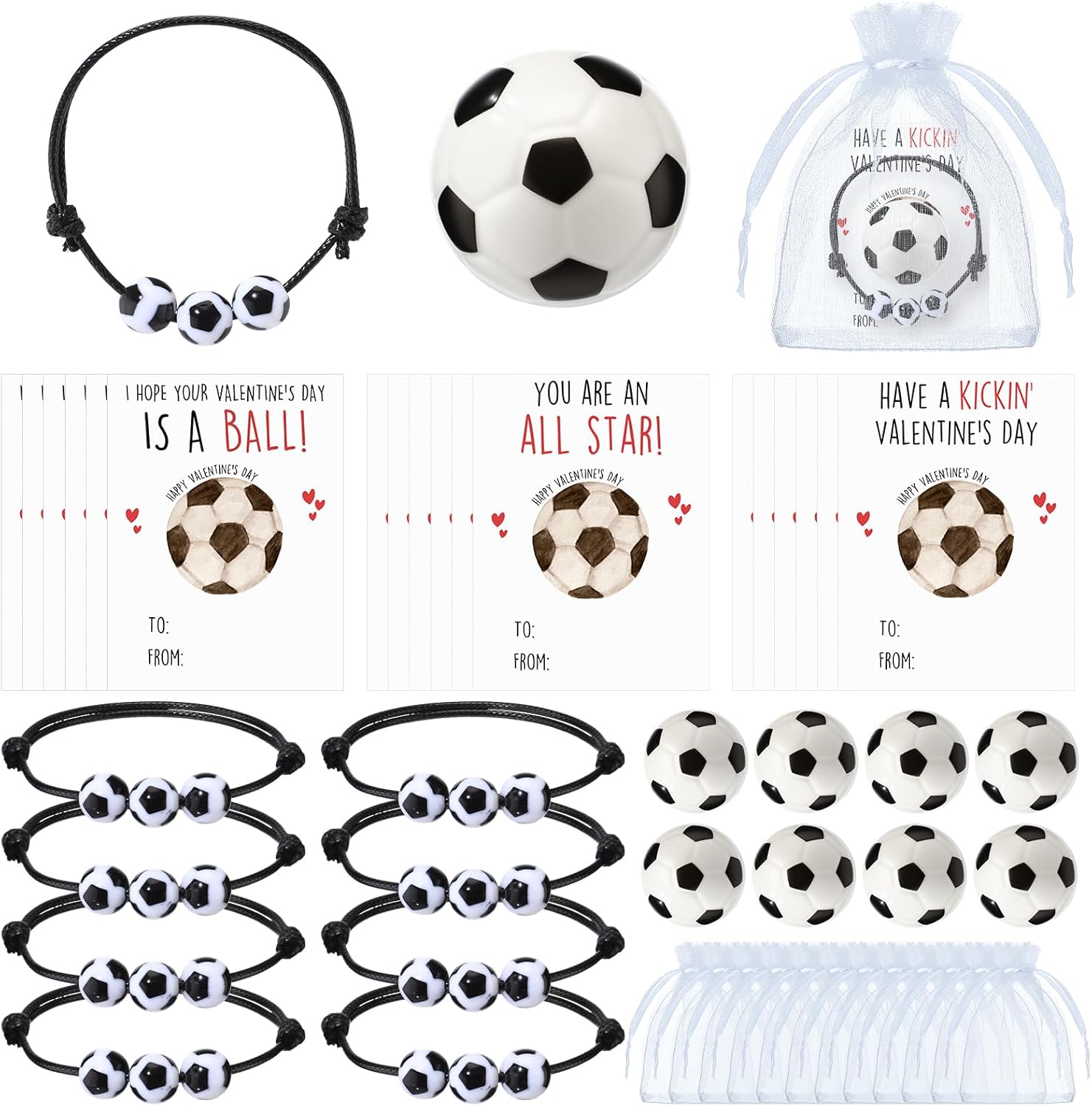 36 Sets Football Gifts Bulk Mini Sport Stress Balls Bracelets with Cards for Football Themed Team Gifts for Carnival Birthday Party Favors