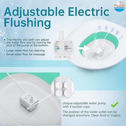 Vista 29 de Pochik Bañera eléctrica para asiento de inodoro, artículos esenciales posparto, hemorroides y cuidado posparto para remojo, kit de baño
